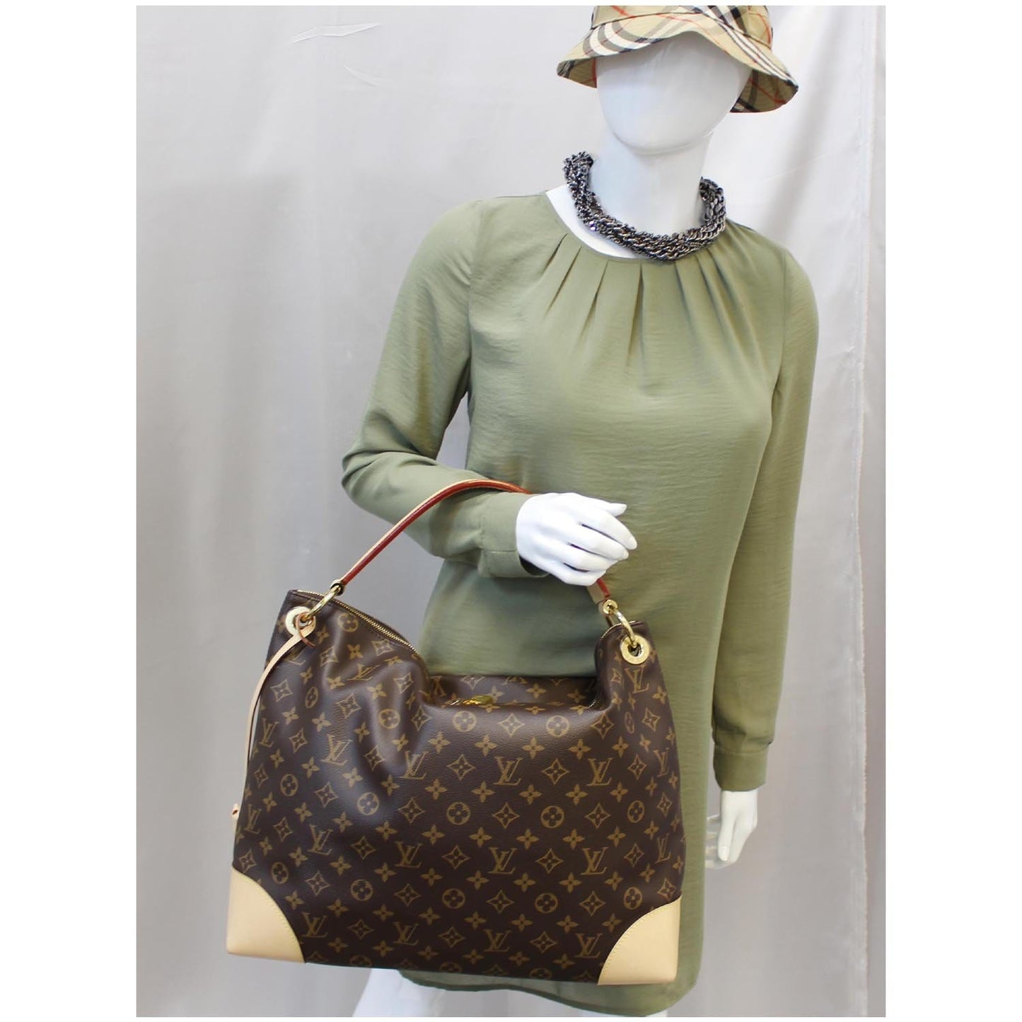 LOUIS VUITTON Berri MM Monogram Canvas Shoulder Bag Brown
