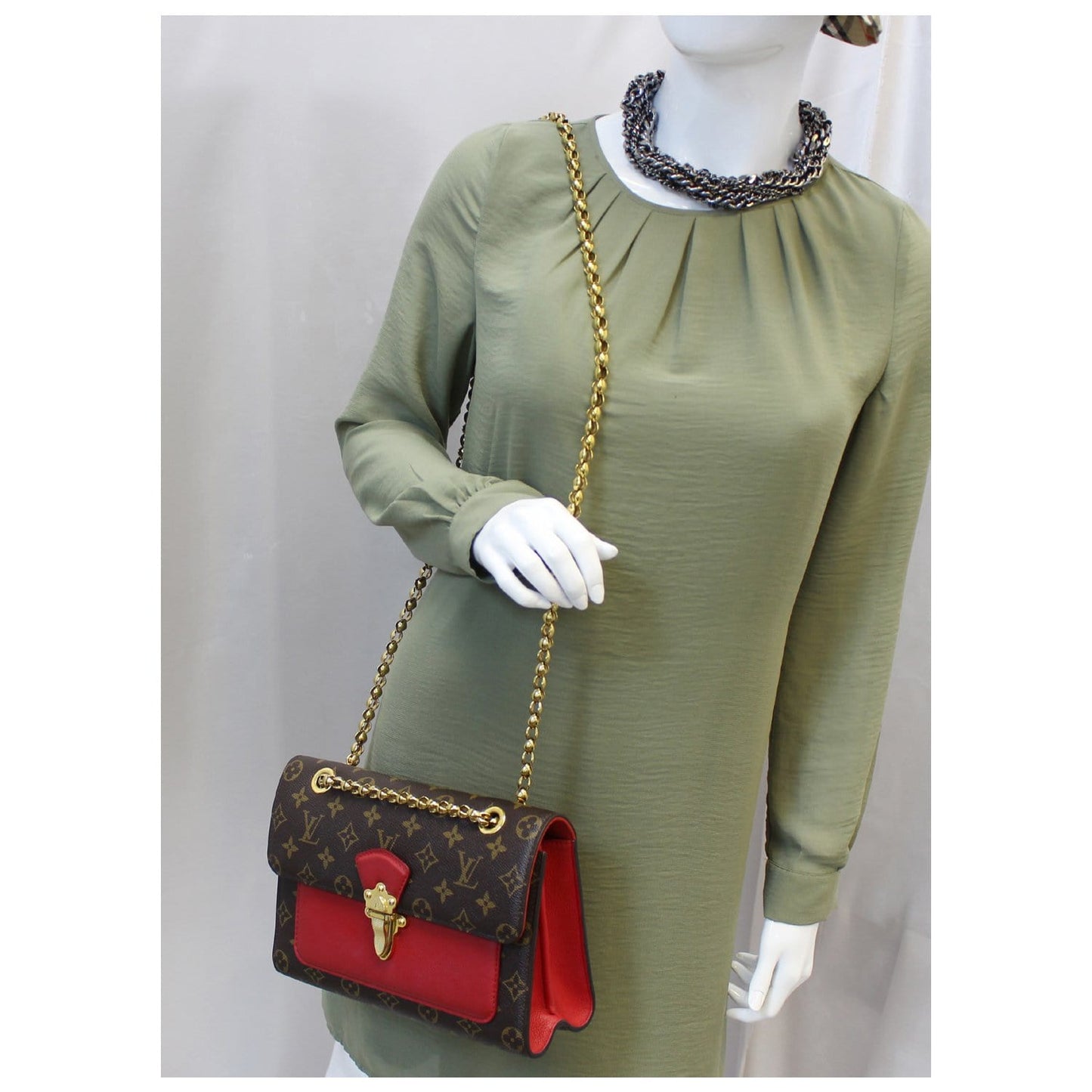 LOUIS VUITTON Victoire Monogram Canvas Shoulder Crossbody Bag Brown/Cerise