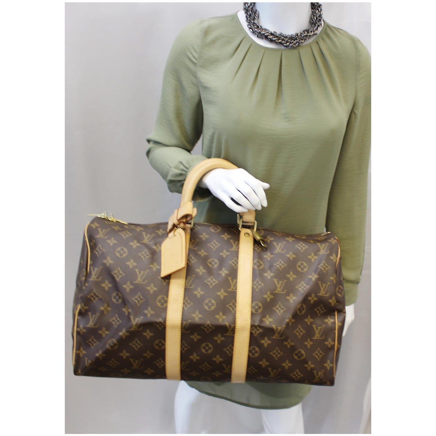 LOUIS VUITTON Keepall 45 Monogram Canvas Duffle Travel Bag Brown