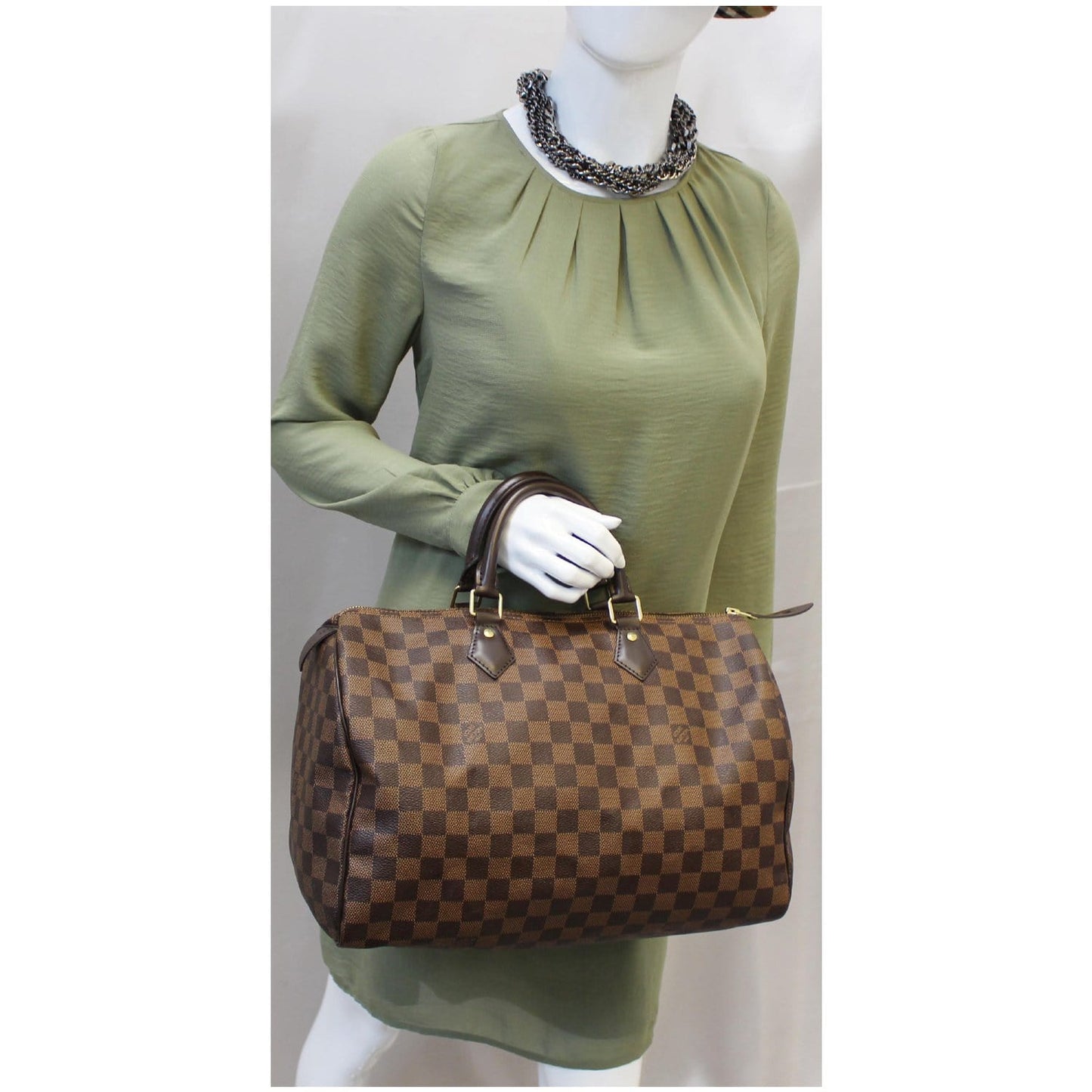 LOUIS VUITTON Speedy 30 Damier Ebene Satchel Bag Brown