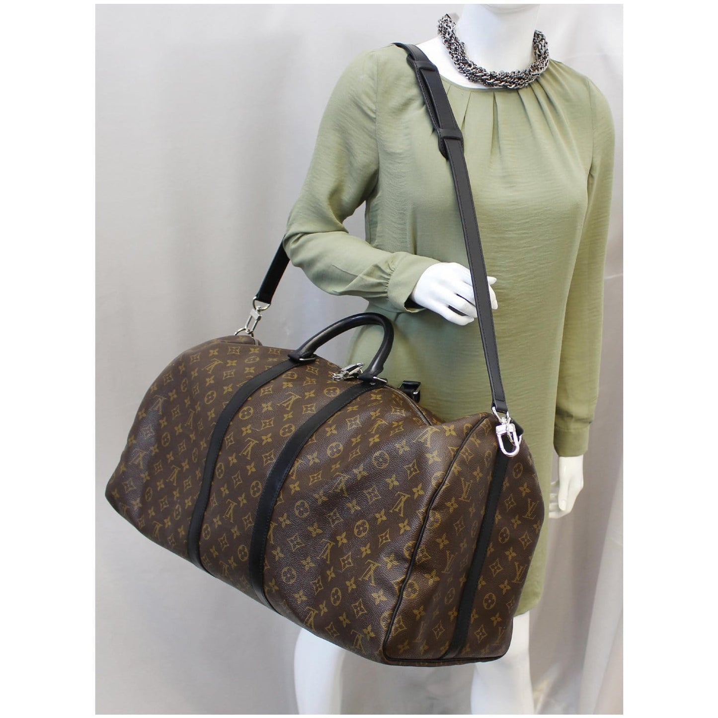 LOUIS VUITTON Keepall Bandouliere 55 Monogram Macassar Travel Bag Brown