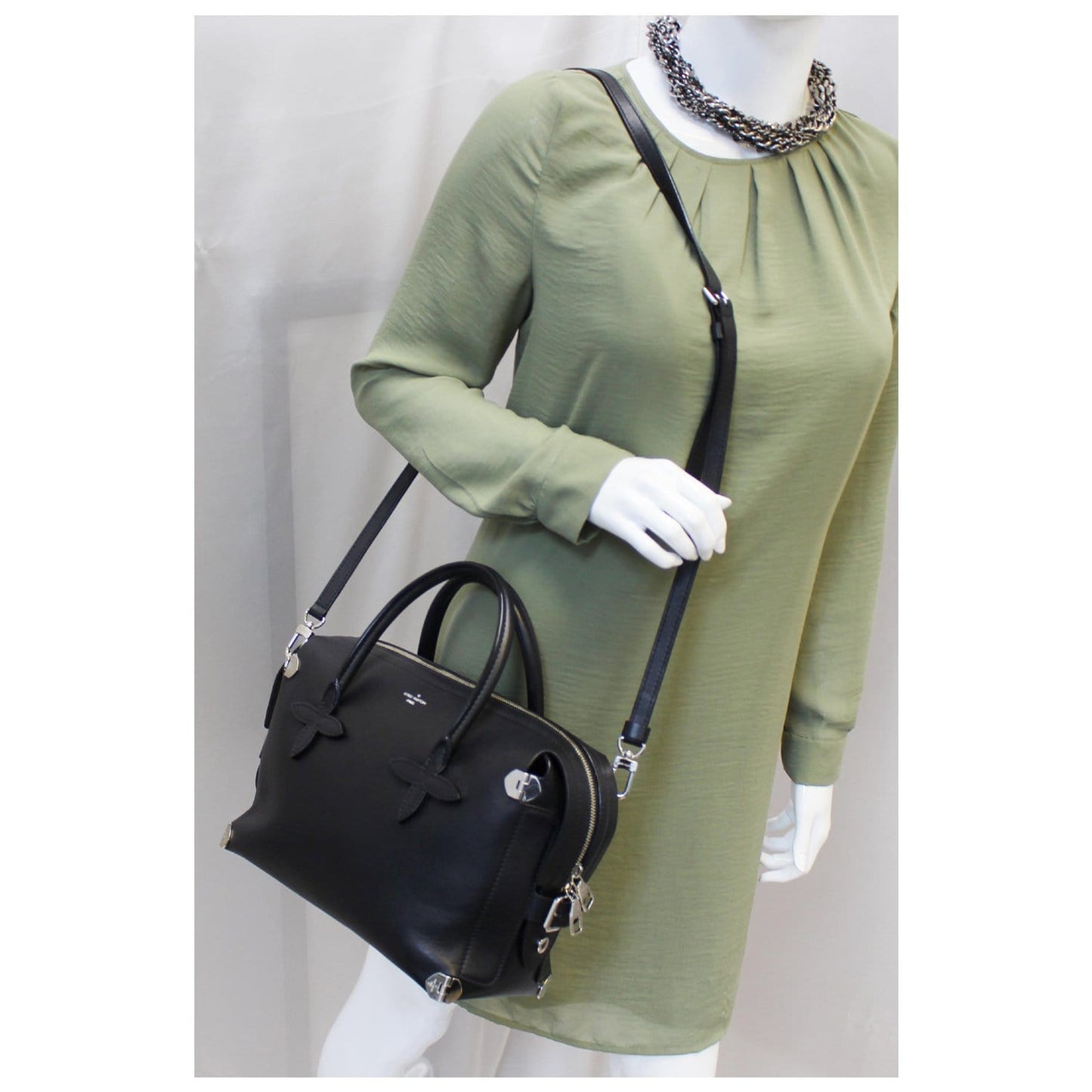 LOUIS VUITTON Garance Smooth Calfskin Leather Satchel Bag Black - 20% OFF