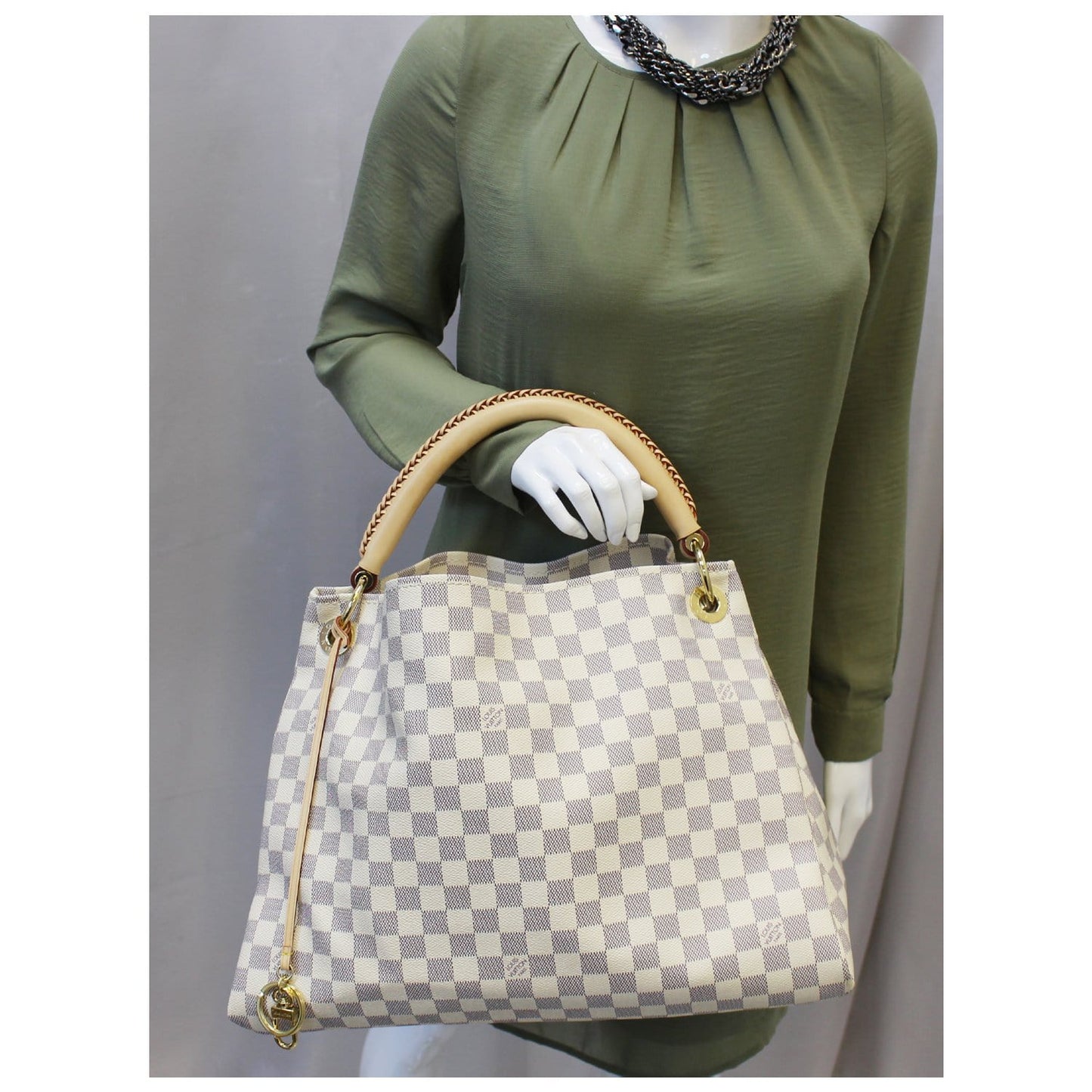 LOUIS VUITTON Artsy MM Damier Azur Shoulder Bag White