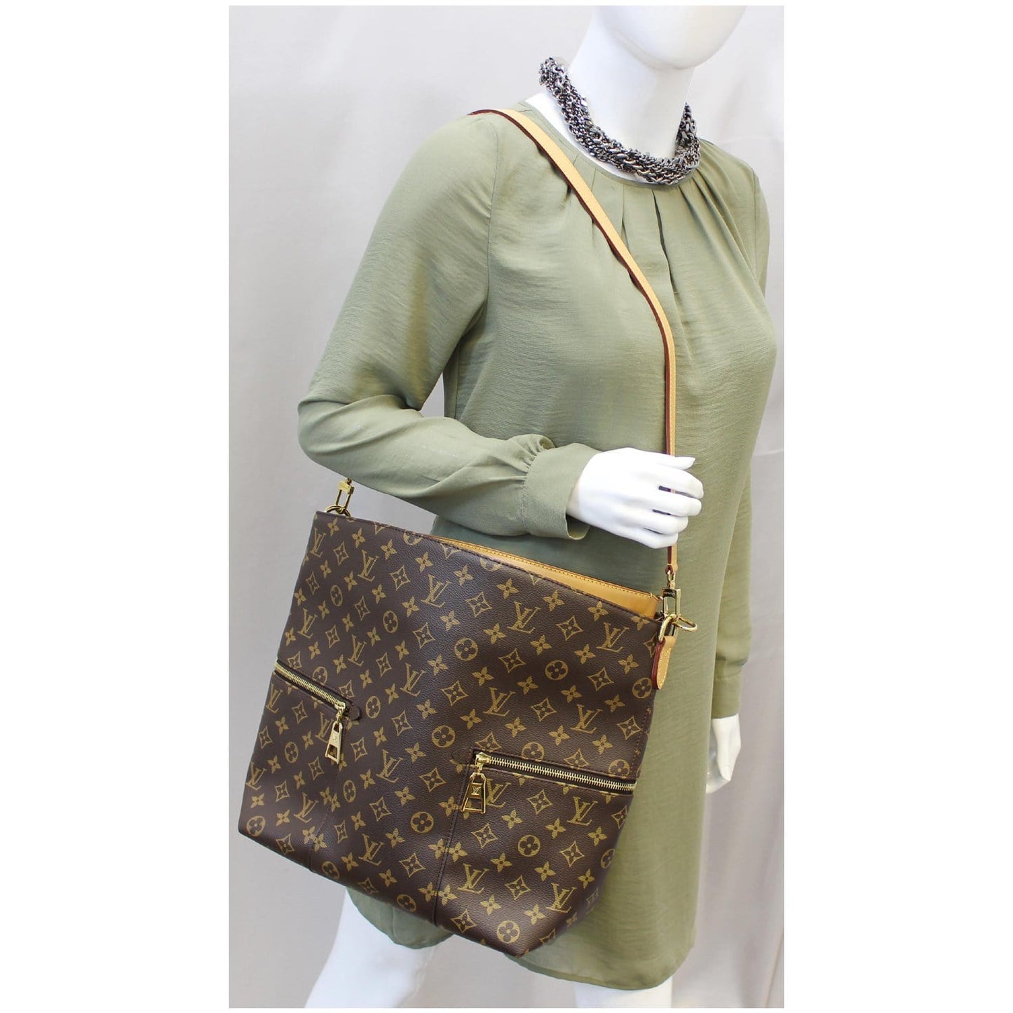 LOUIS VUITTON Melie Monogram Canvas Hobo Shoulder Bag Brown
