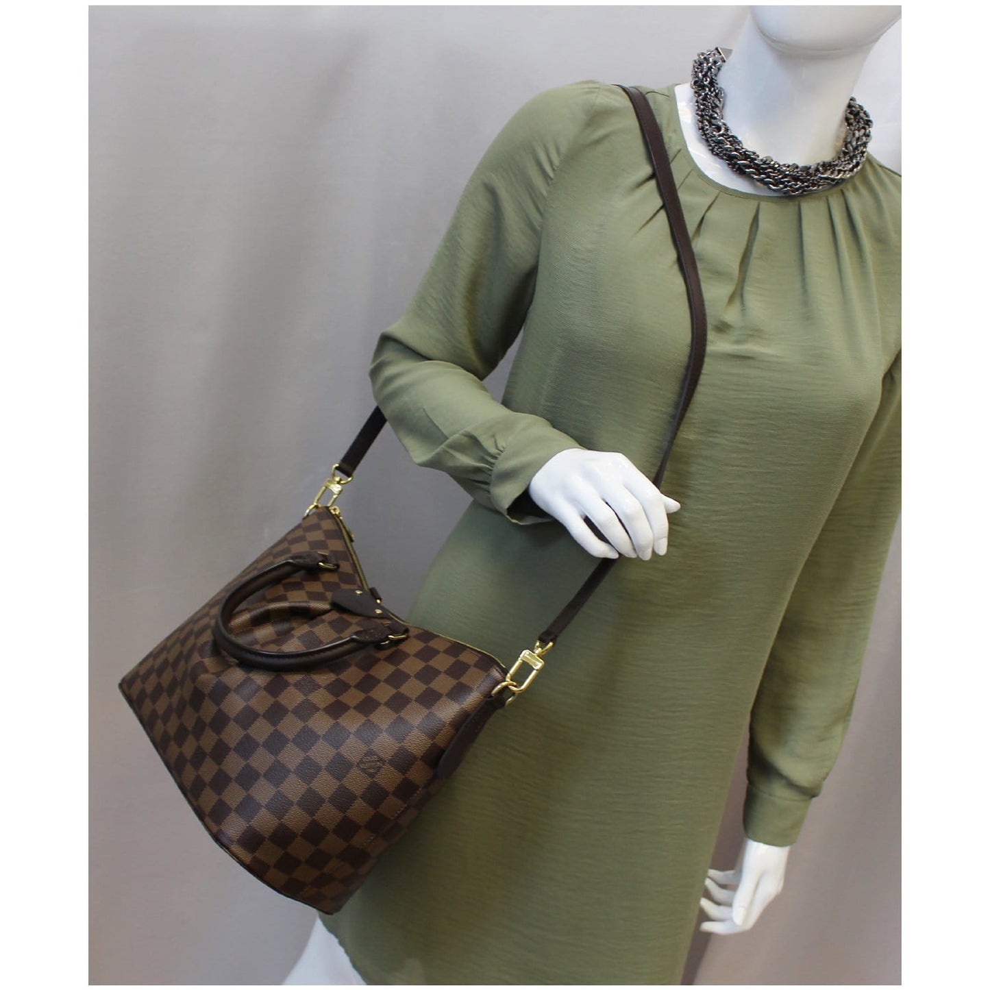 LOUIS VUITTON Siena MM Damier Ebene Shoulder Bag Brown
