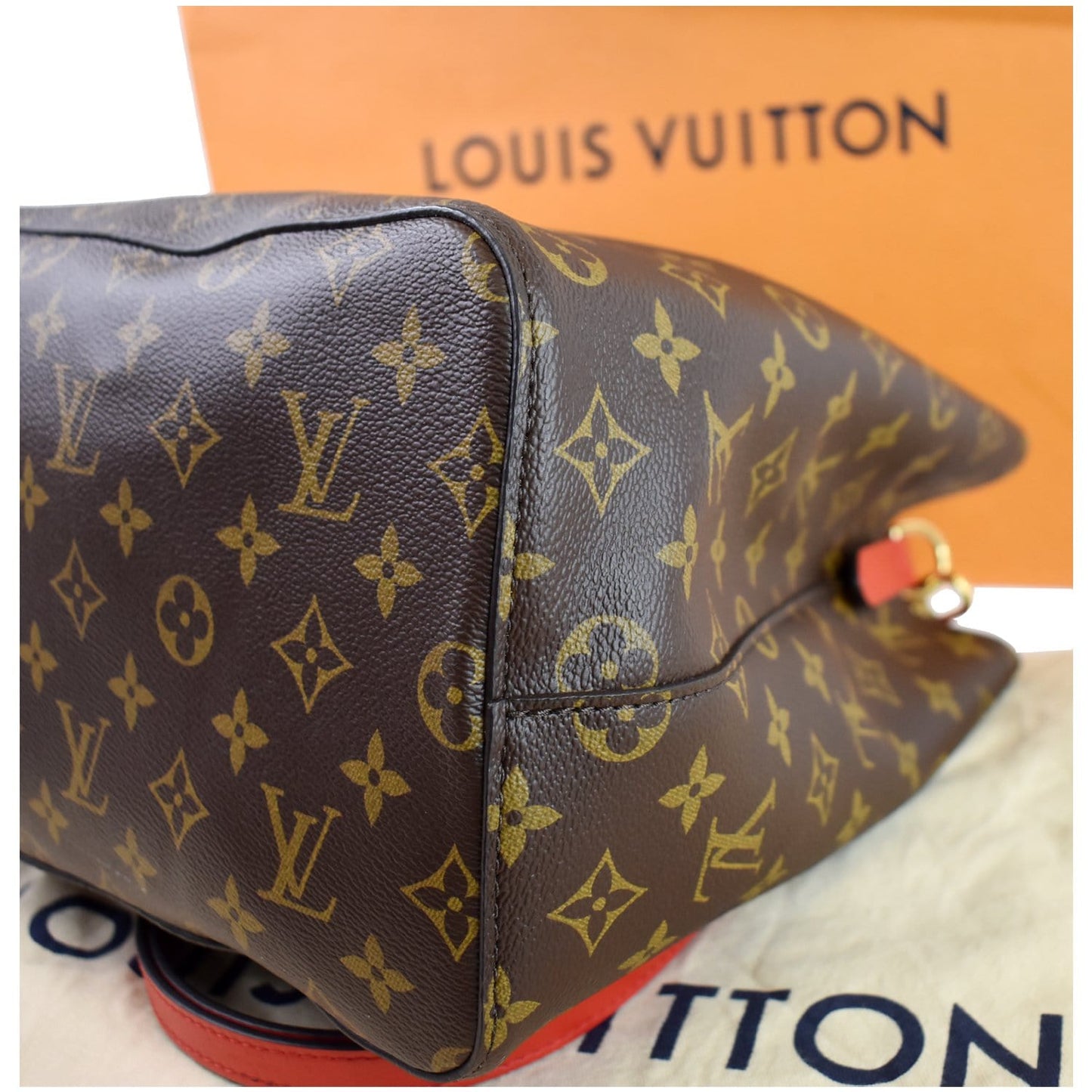 LOUIS VUITTON Neonoe Monogram Canvas Shoulder Bag Coquelicot