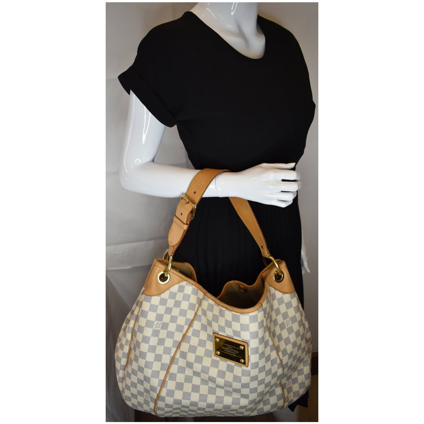 LOUIS VUITTON Galliera GM Damier Azur Shoulder Bag White