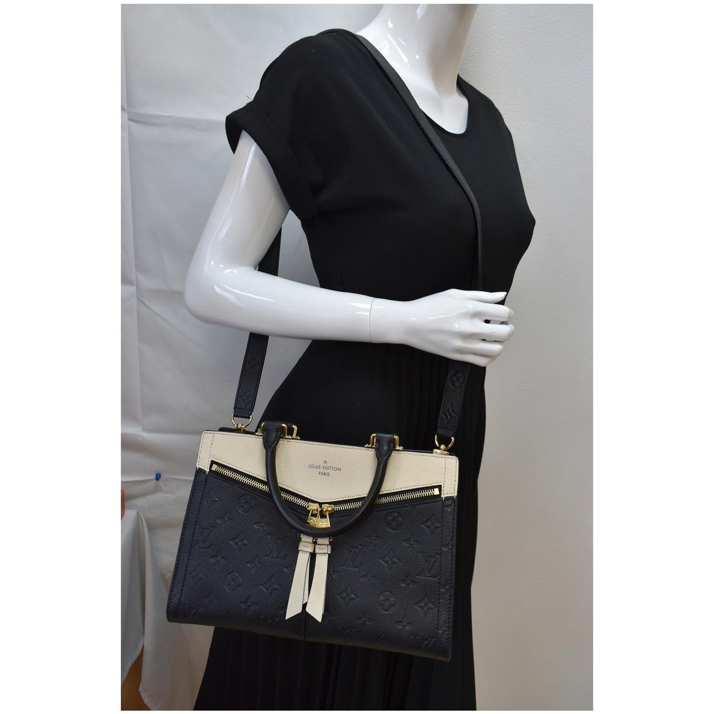 LOUIS VUITTON Sully PM Monogram Empreinte Leather Shoulder Bag Black