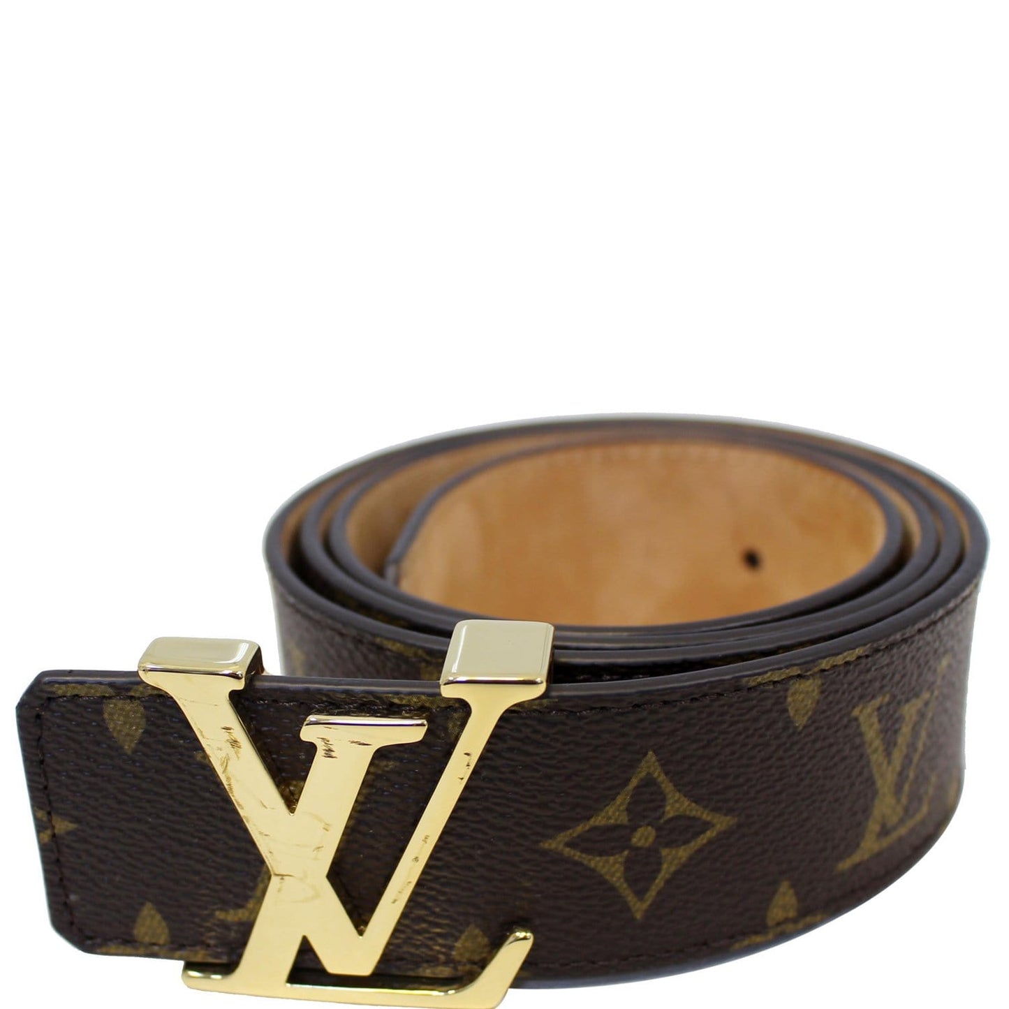 LOUIS VUITTON Monogram Canvas LV Initials Belt Brown