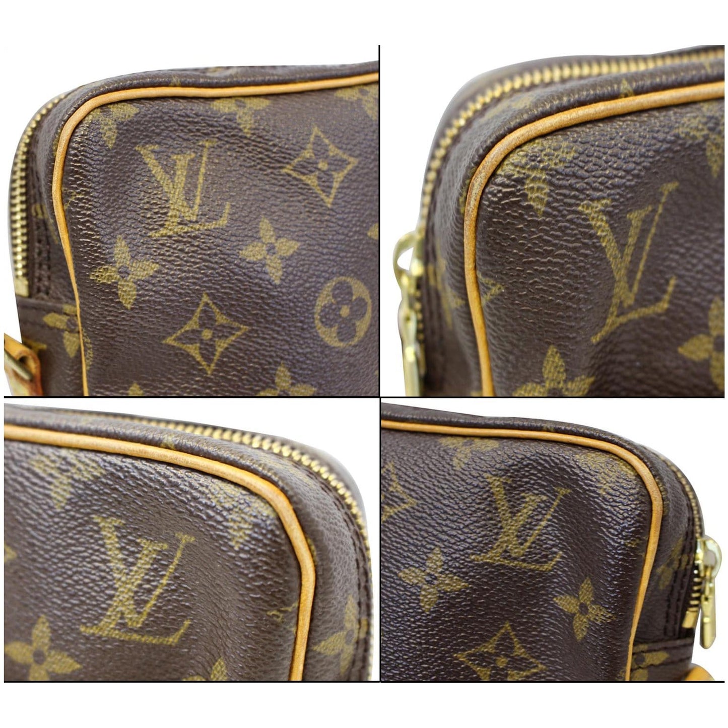LOUIS VUITTON Danube Monogram Canvas Crossbody Bag Brown