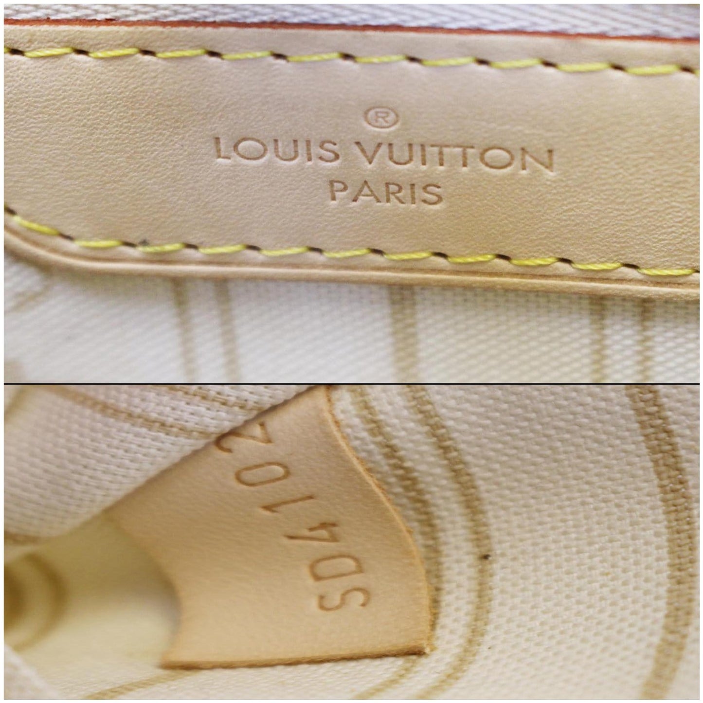 LOUIS VUITTON Neverfull MM Damier Azur Tote Shoulder Bag White