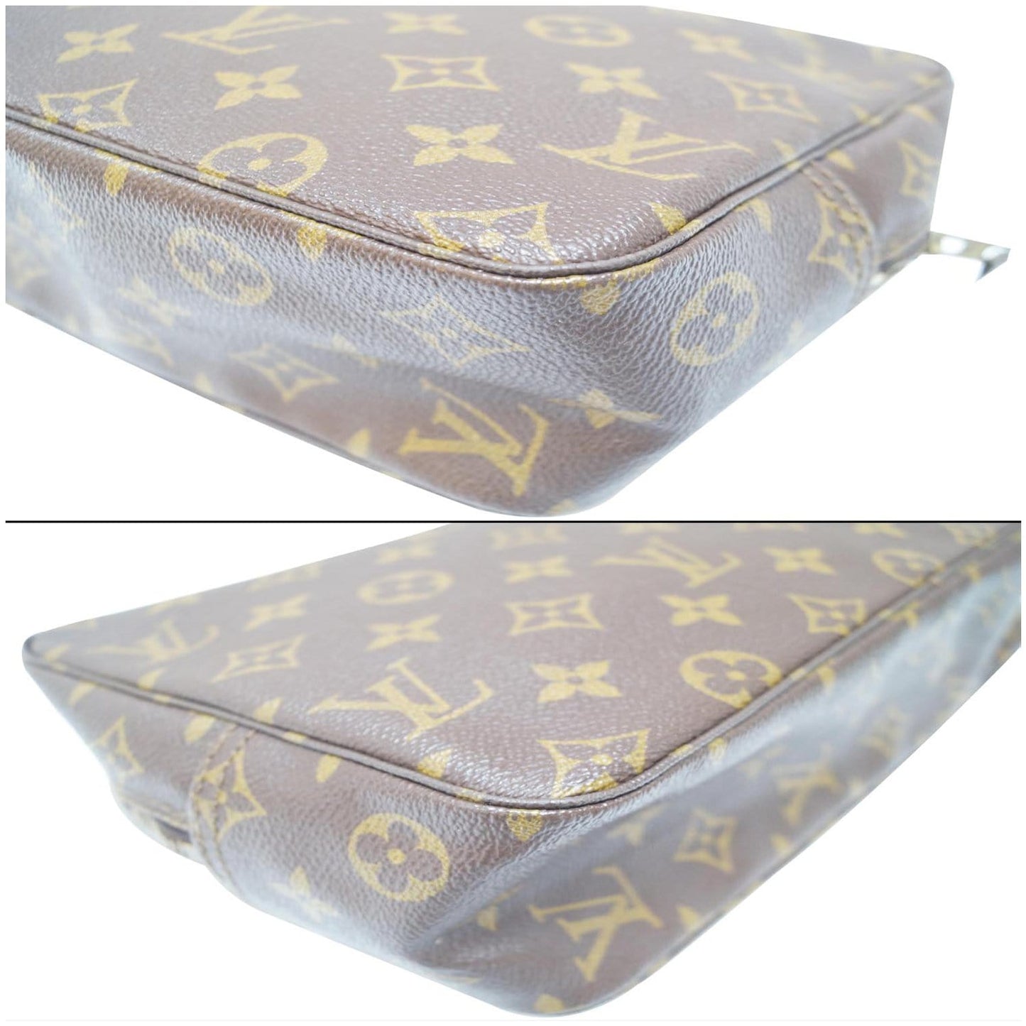 LOUIS VUITTON Trousse Toilette 28 Monogram Canvas Cosmetic Pouch Brown