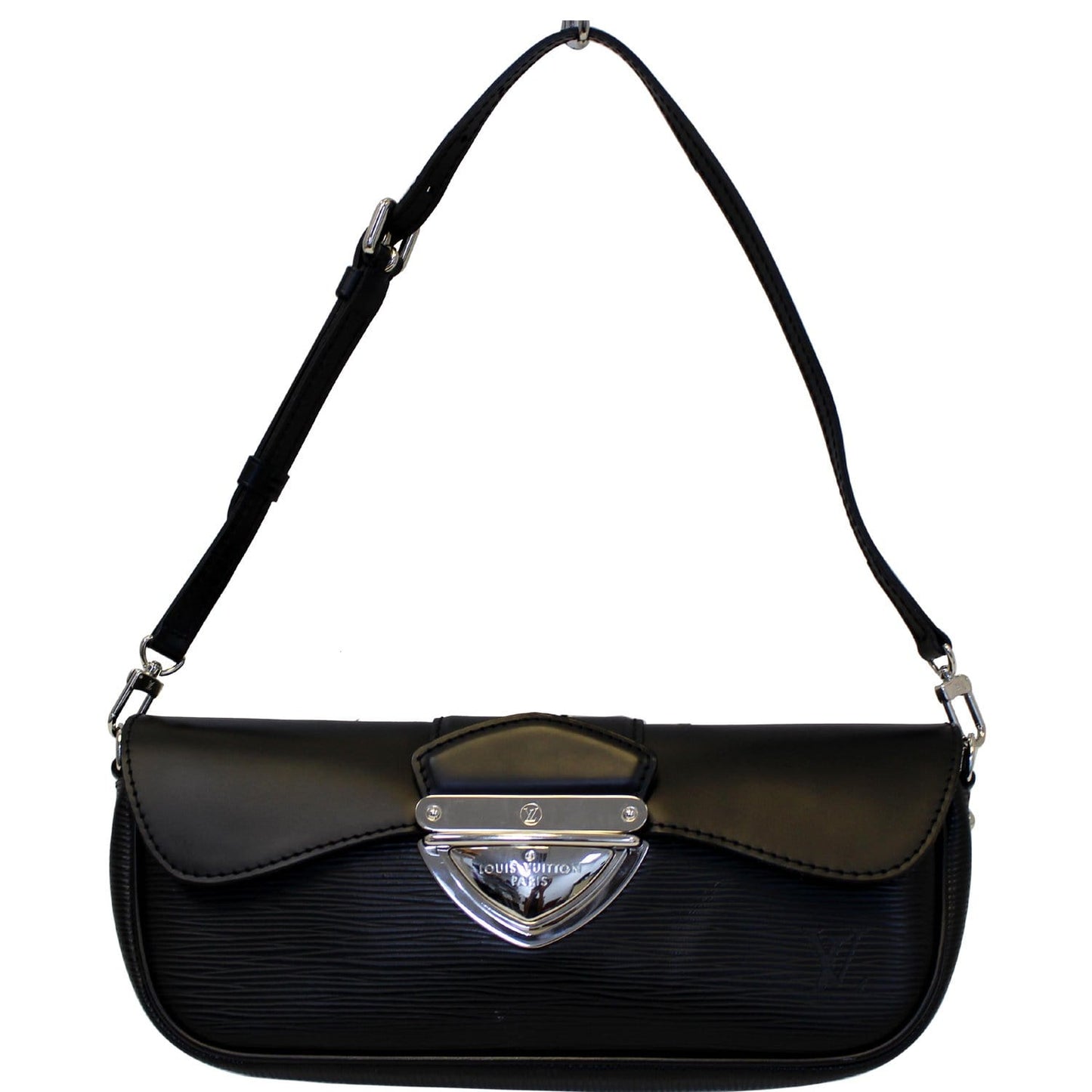 LOUIS VUITTON Montaigne Epi Leather Clutch Bag Black