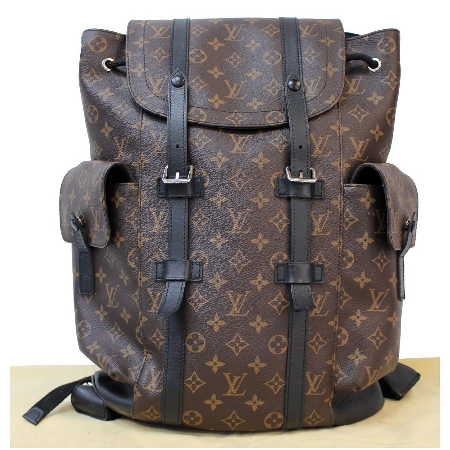 LOUIS VUITTON Christopher PM Monogram Macassar Canvas Backpack Bag Brown