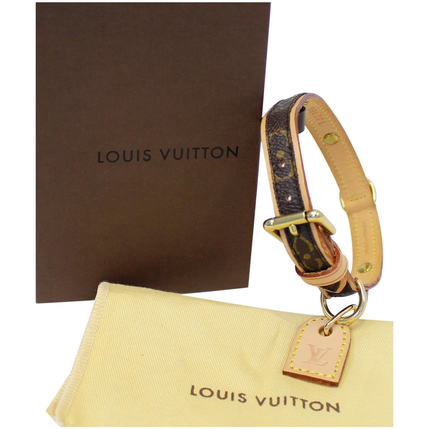 LOUIS VUITTON Baxter PM Monogram Canvas Dog Collar Brown