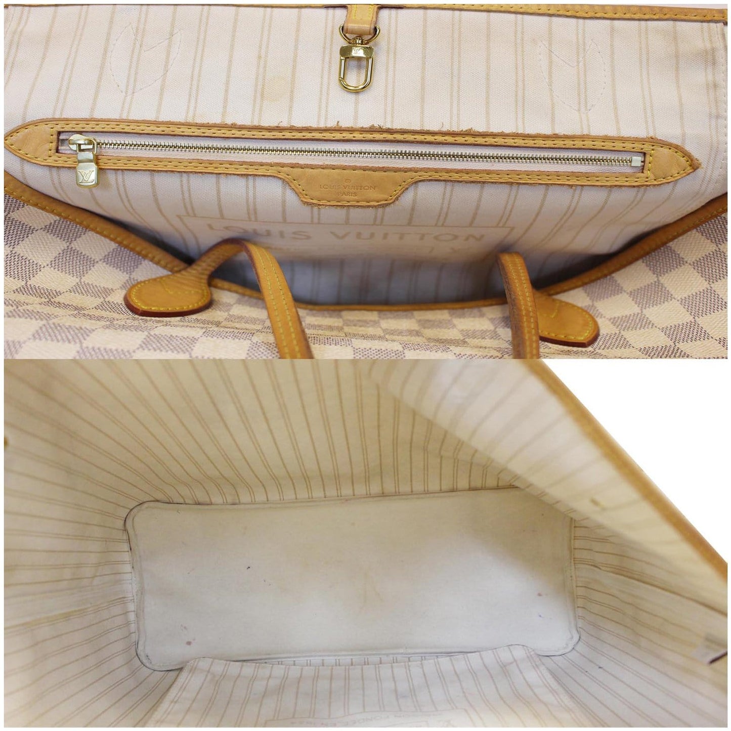 LOUIS VUITTON Neverfull GM Damier Azur Tote Shoulder Bag White