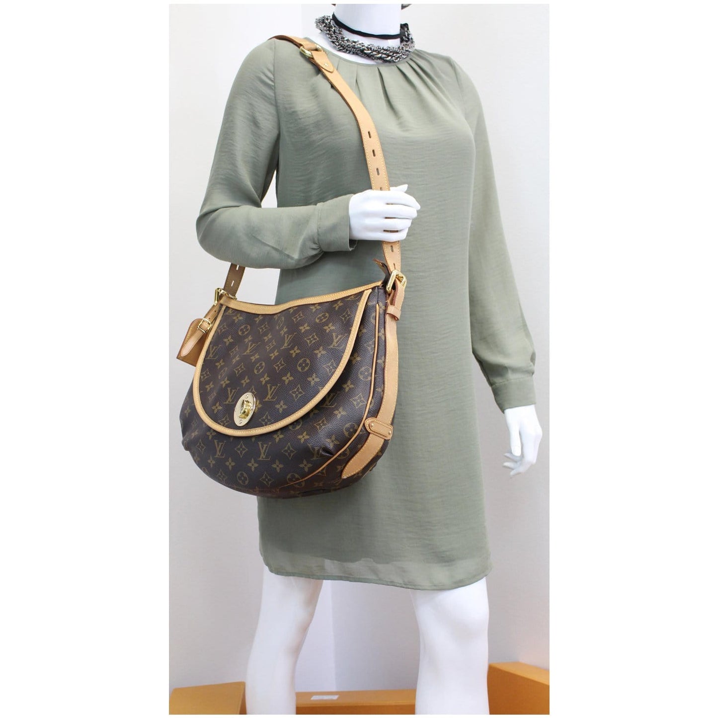 LOUIS VUITTON Tulum GM Monogram Canvas Shoulder Bag Brown