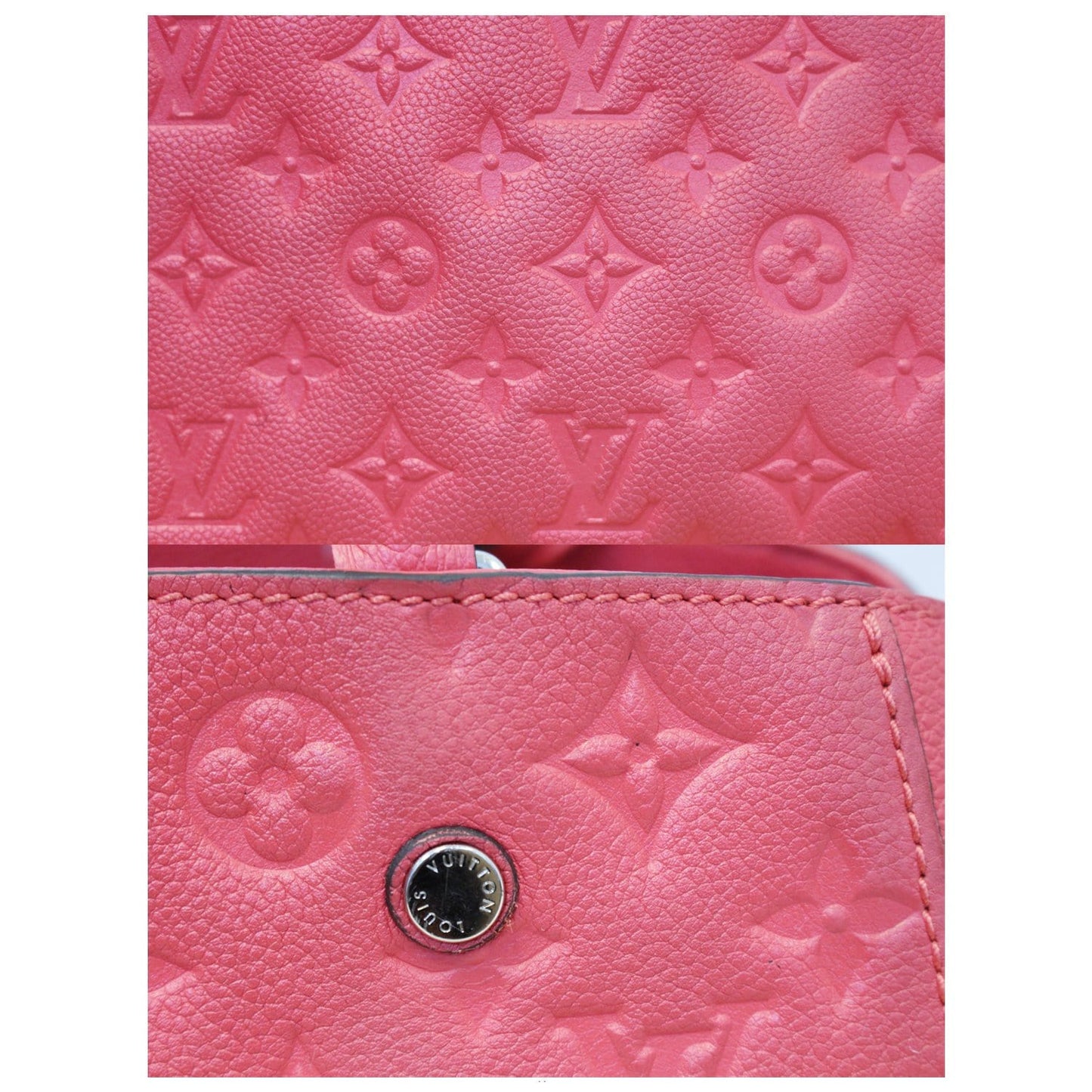 LOUIS VUITTON Montaigne BB Empreinte Leather Shoulder Bag Cherry