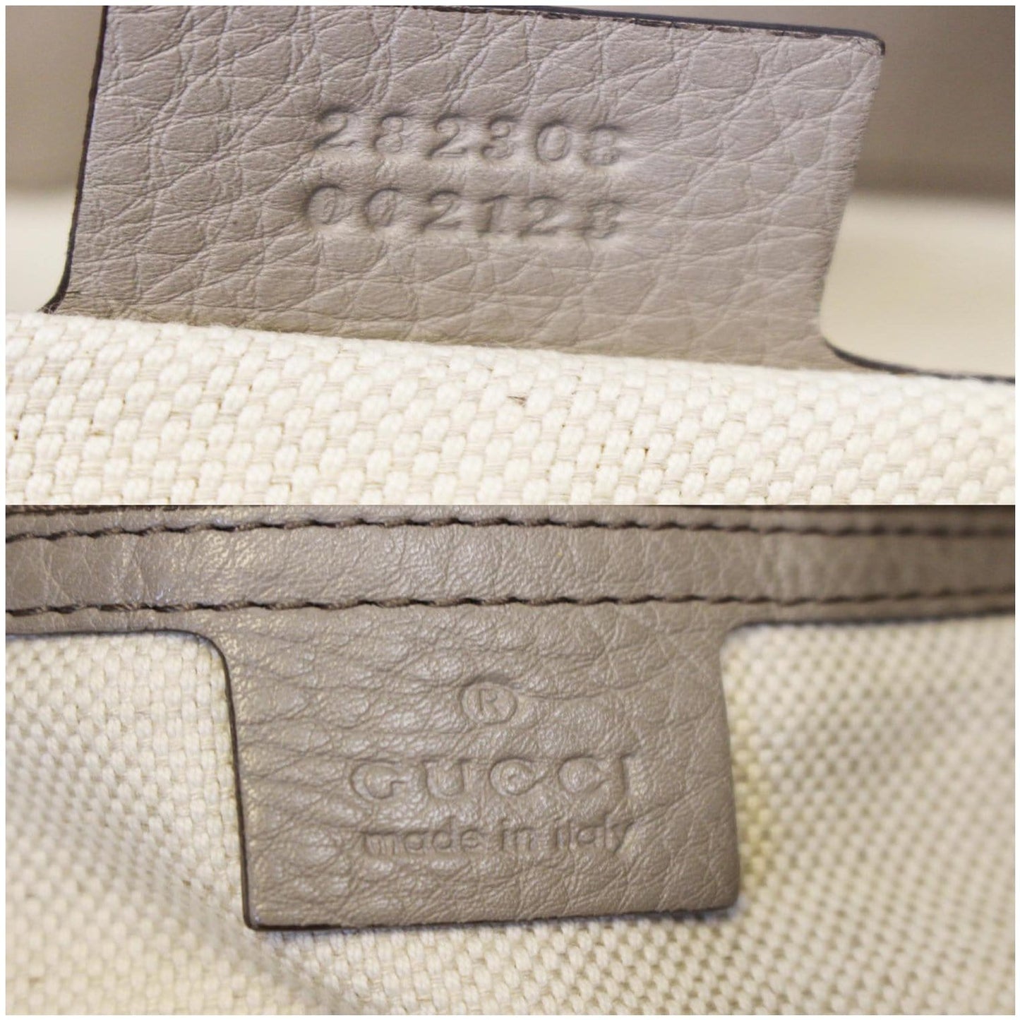 GUCCI Soho Leather Large Tote Shoulder Bag Taupe