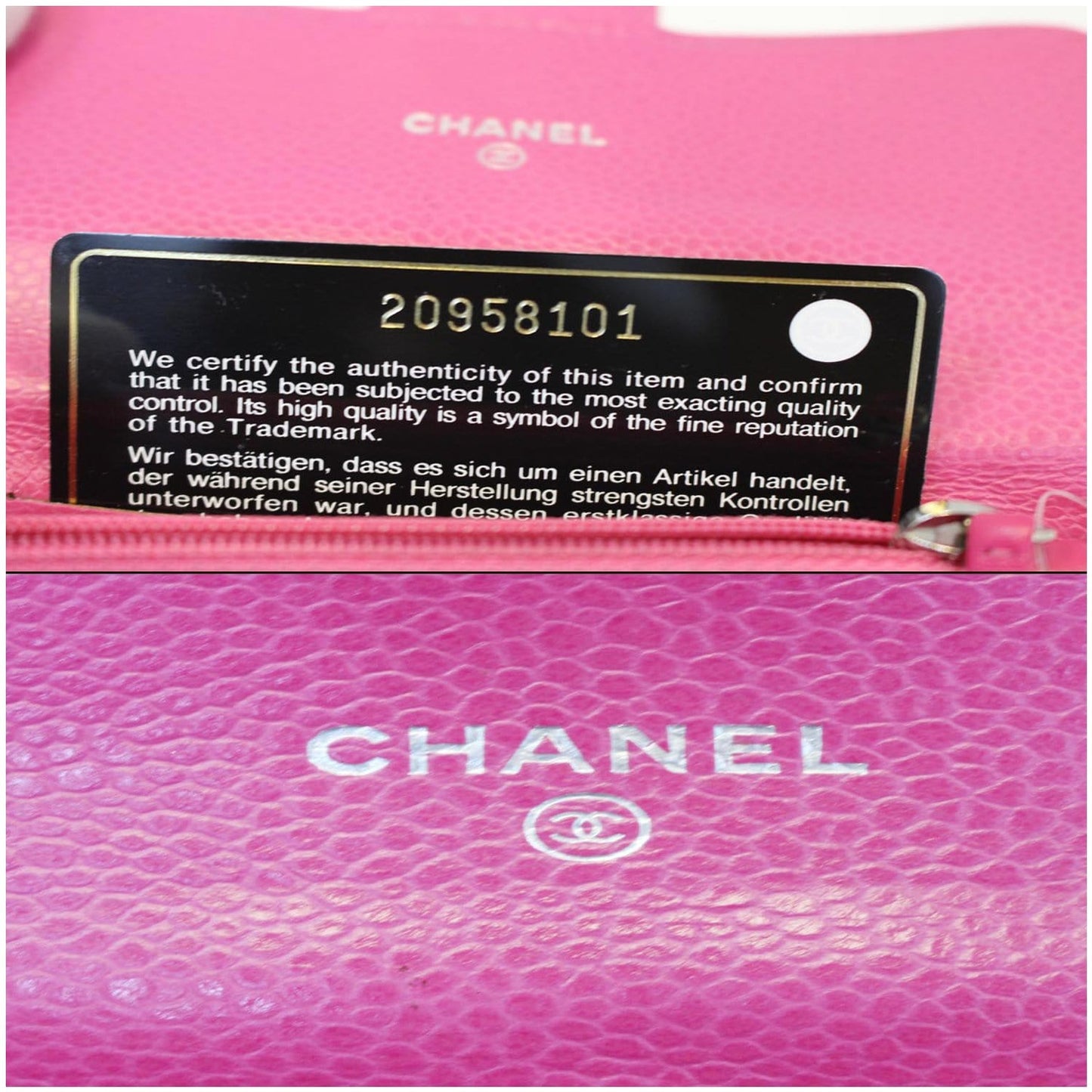 CHANEL Classic Flap Caviar Leather Wallet Pink