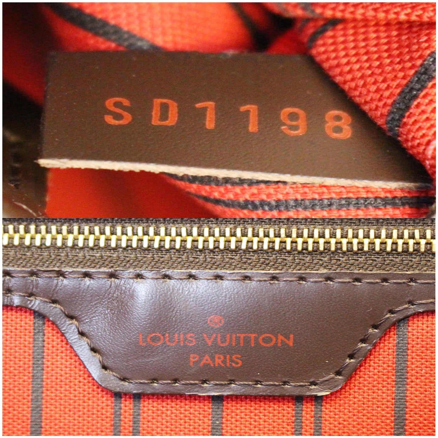 LOUIS VUITTON Neverfull MM Damier Ebene Tote Shoulder Bag Brown