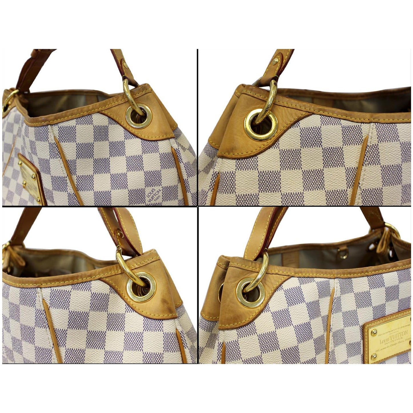 LOUIS VUITTON Galliera PM Damier Azur Shoulder Bag White