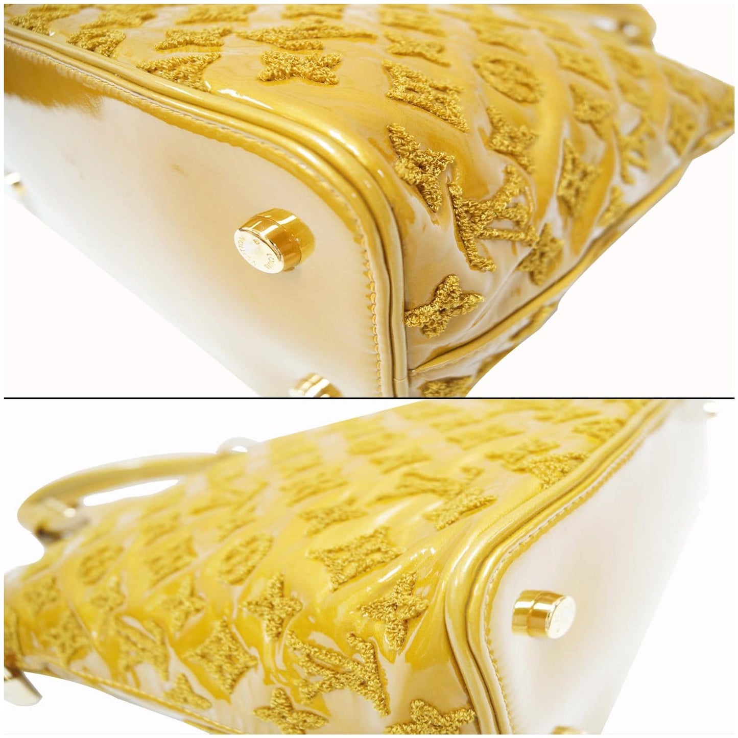 LOUIS VUITTON Lockit Lambskin Monogram Fascination Satchel Bag Mustard Yellow