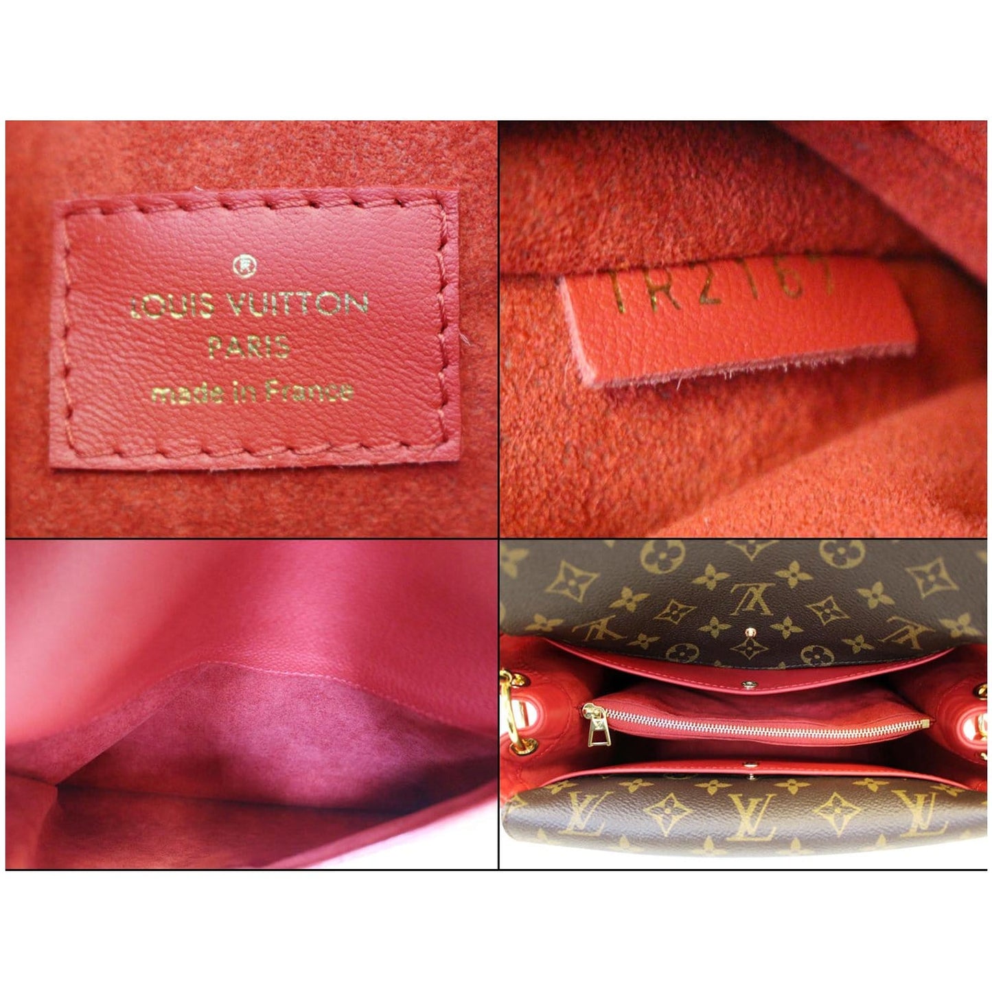 LOUIS VUITTON Double V Grained Leather Monogram Shoulder Bag Rubis