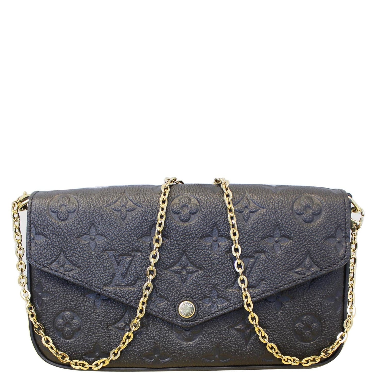 LOUIS VUITTON Pochette Felicie Empreinte Leather Crossbody Bag Black