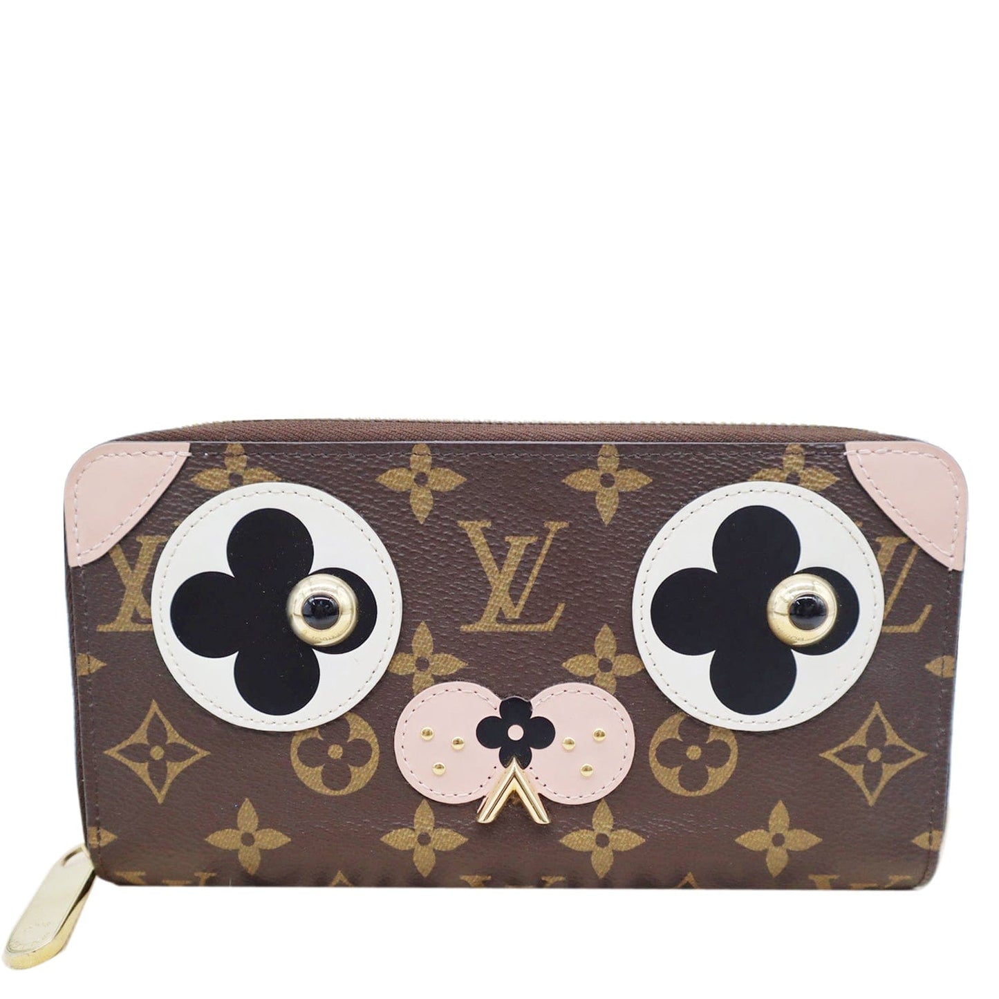LOUIS VUITTON Valentine Dog Zippy Monogram Canvas Wallet Brown