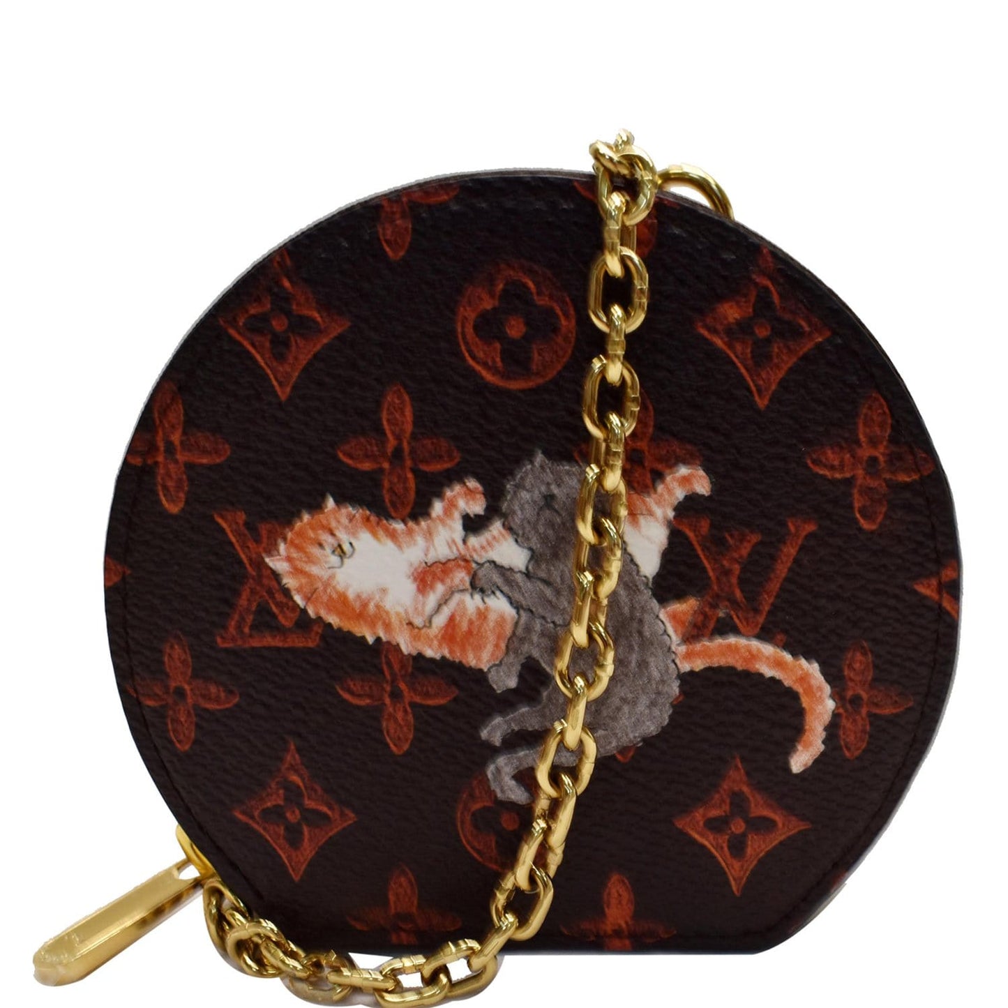LOUIS VUITTON Catogram Micro Boite Chapeau Canvas Hat Box Bag Marron/Orange