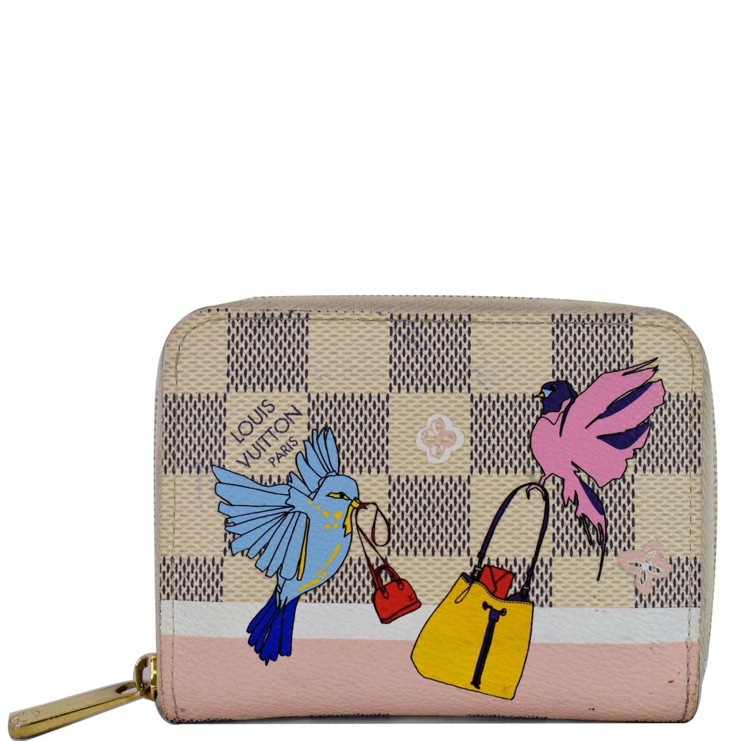 LOUIS VUITTON Birds Zippy Damier Azur Coin Purse White - Final Sale