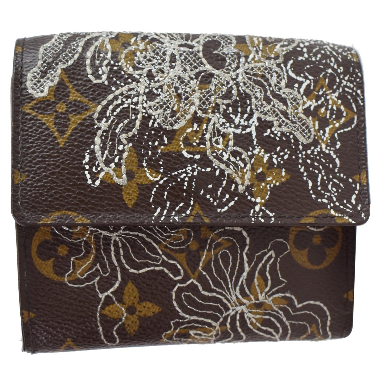 LOUIS VUITTON Monogram Dentelle Elise Wallet Silver