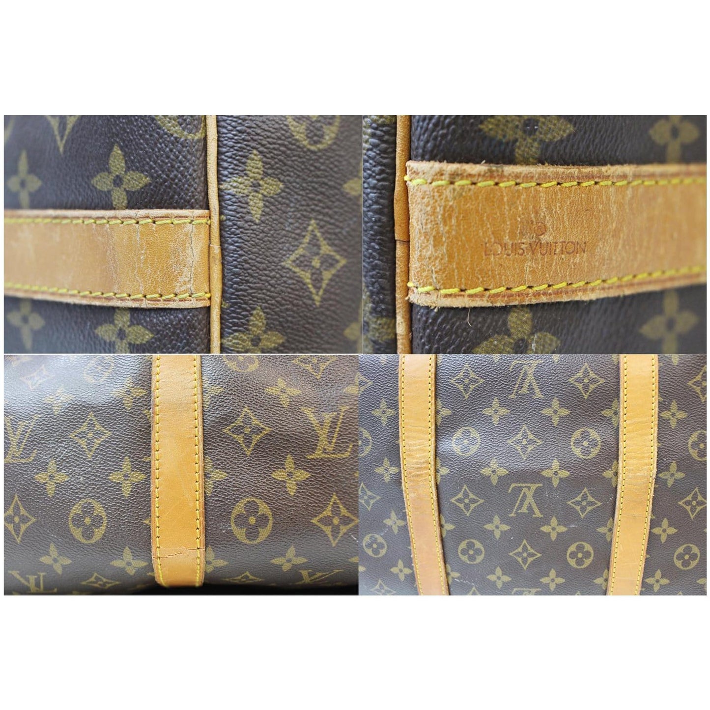 LOUIS VUITTON Keepall 60 Bandouliere Monogram Canvas Travel Bag Brown