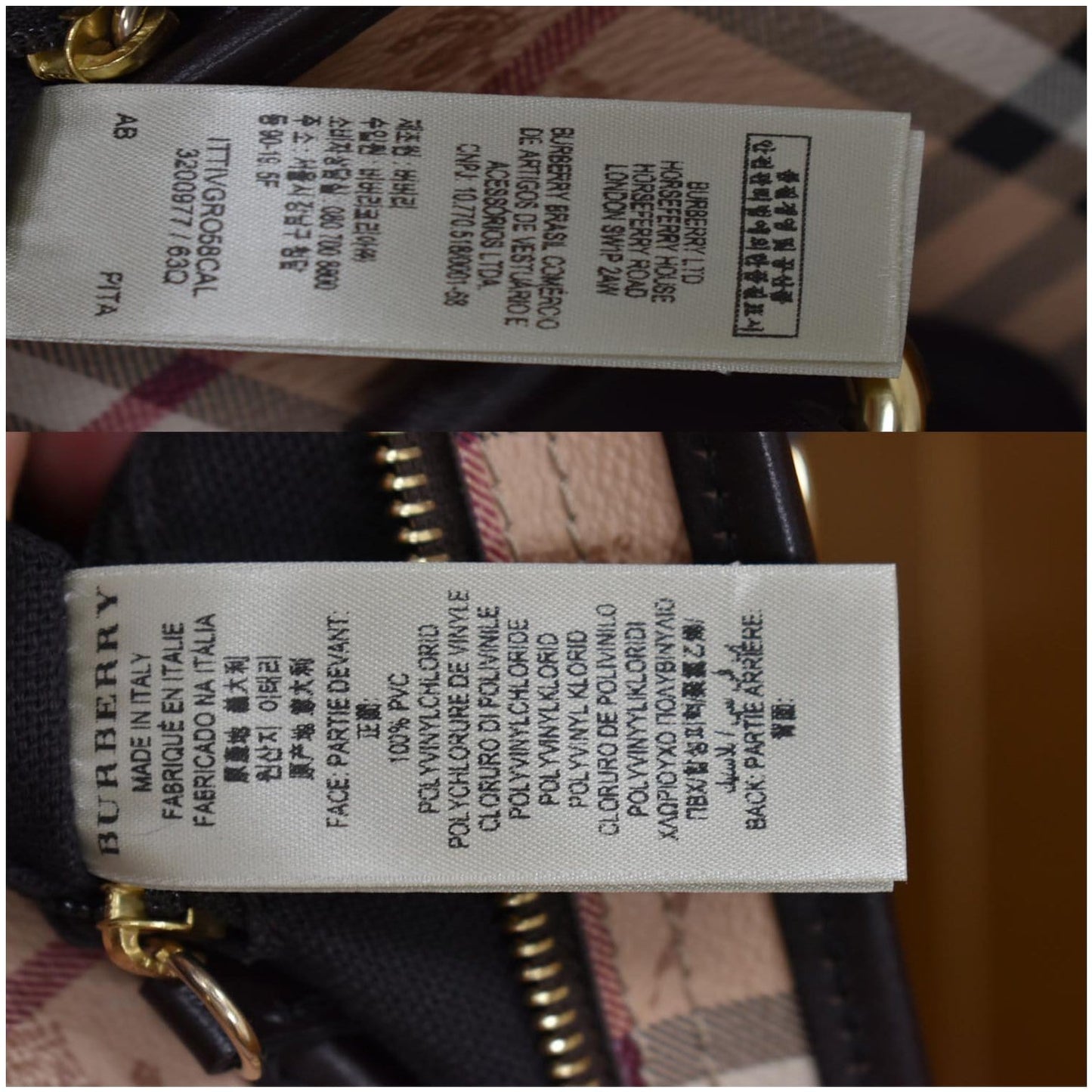 BURBERRY Haymarket Check Tote Bag Multicolor