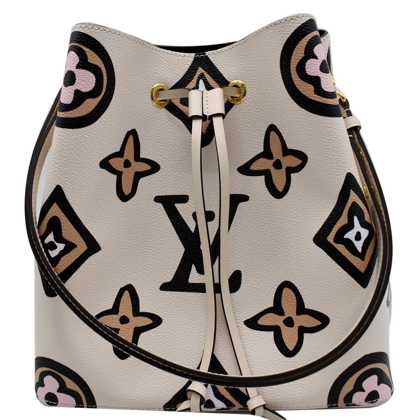 LOUIS VUITTON NeoNoe MM Wild At Heart Monogram Canvas Shoulder Bag Creme