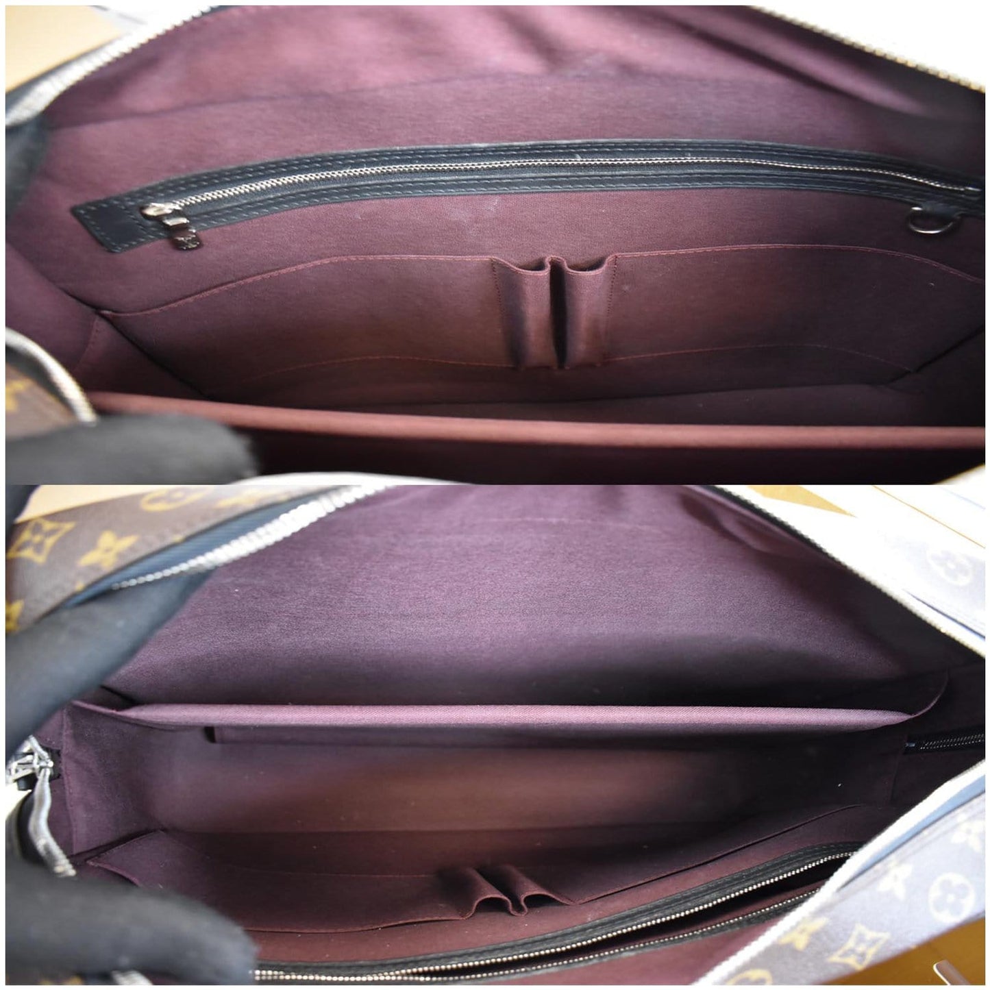 LOUIS VUITTON Porte Documents Voyage PM Monogram Canvas Briefcase Bag Brown