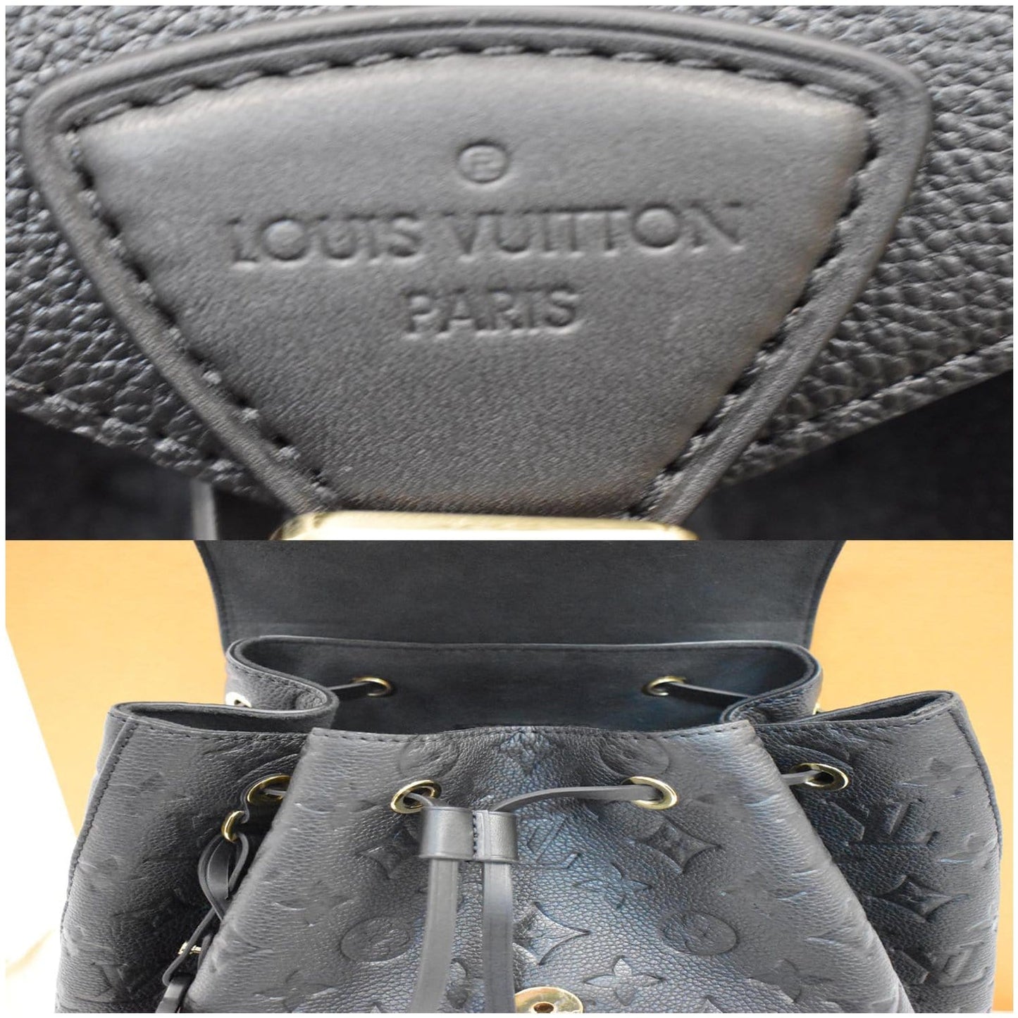 LOUIS VUITTON Montsouris Monogram Empreinte Leather Backpack Black