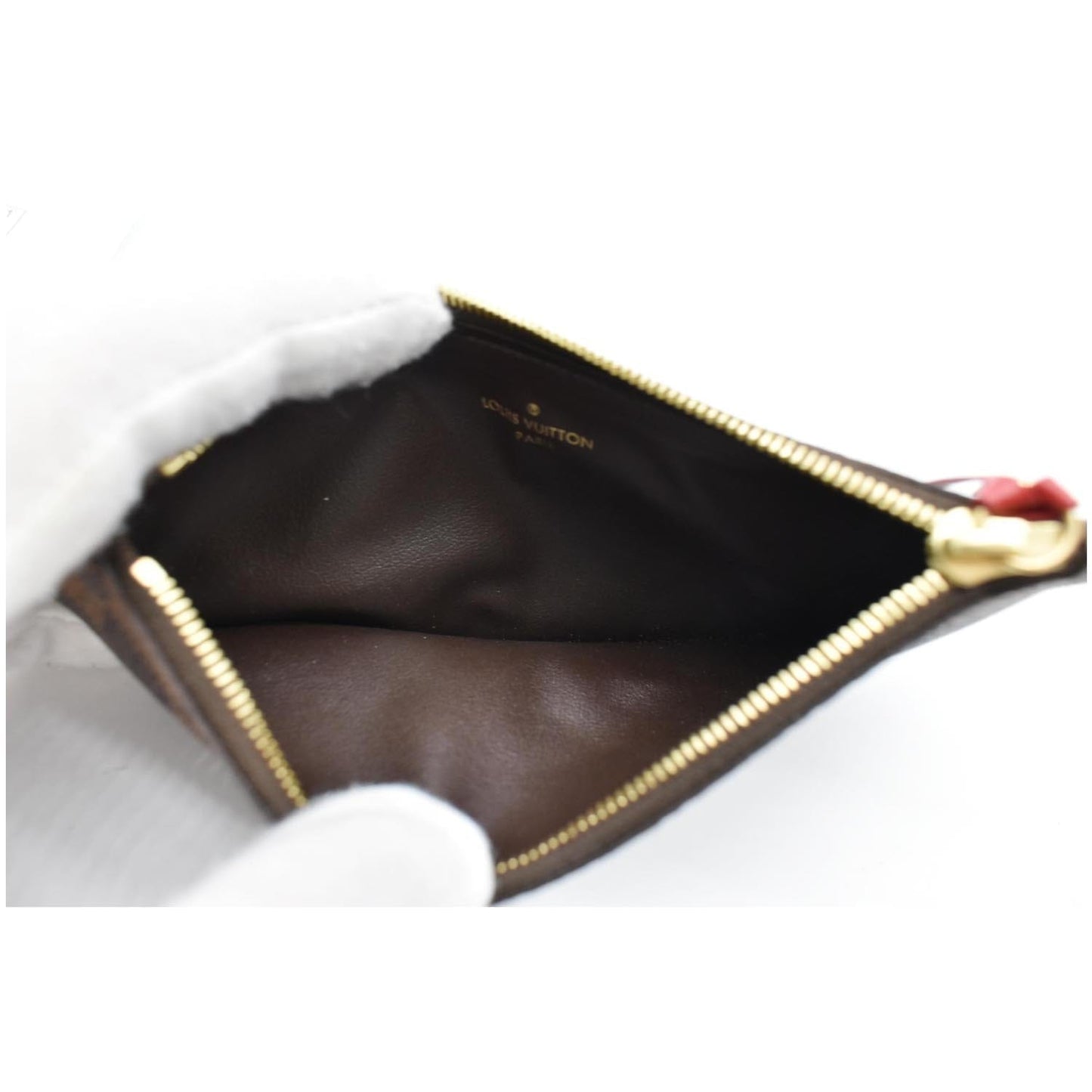 LOUIS VUITTON Felicie Zippered Damier Ebene Insert Pouch Brown