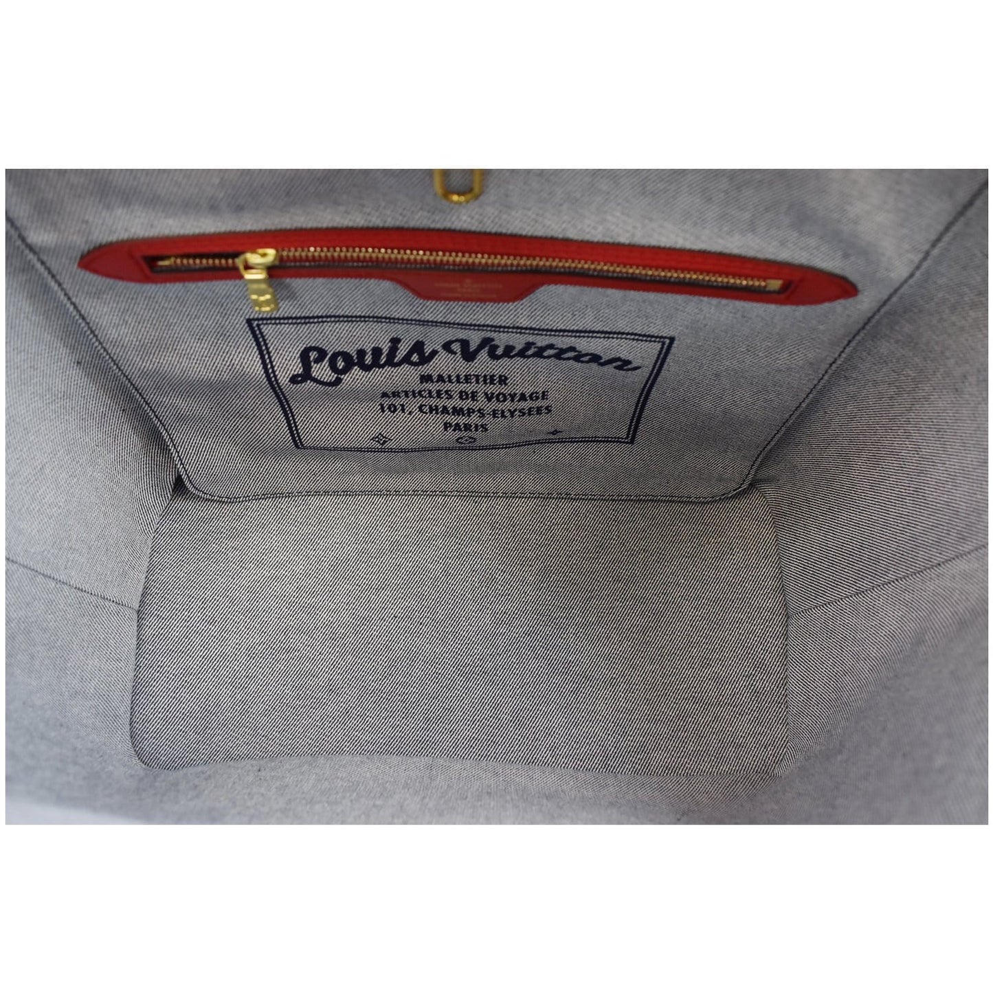 LOUIS VUITTON Neverfull MM Patchwork Monogram Denim Shoulder Bag Blue