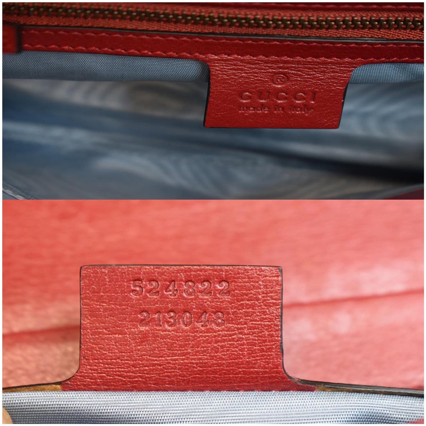 GUCCI Thiara Medium Double Smooth Leather Shoulder Bag Red/Black 524822