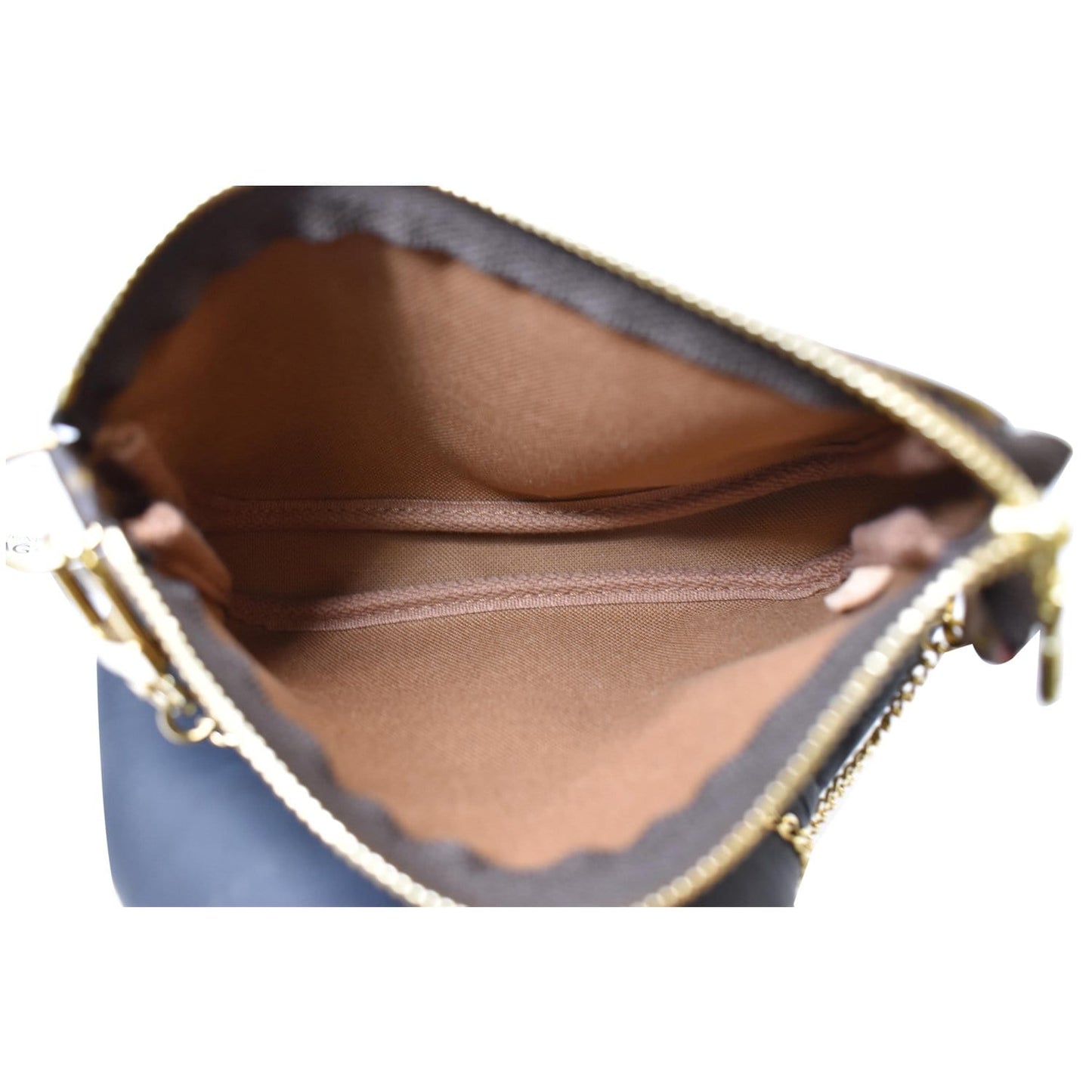 LOUIS VUITTON Mini Pochette Monogram Canvas Accessories Pouch Brown