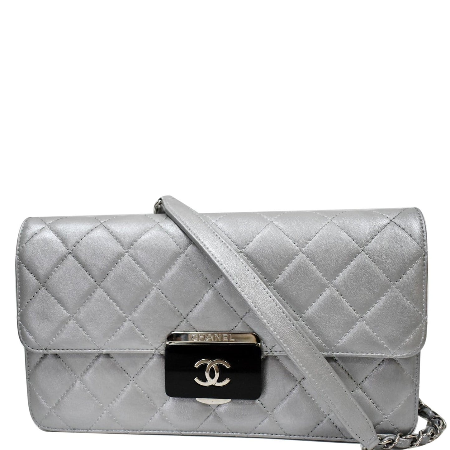 CHANEL Beauty Lock Mini Flap Quilted Sheepskin Leather Shoulder Bag Silver - 10% OFF