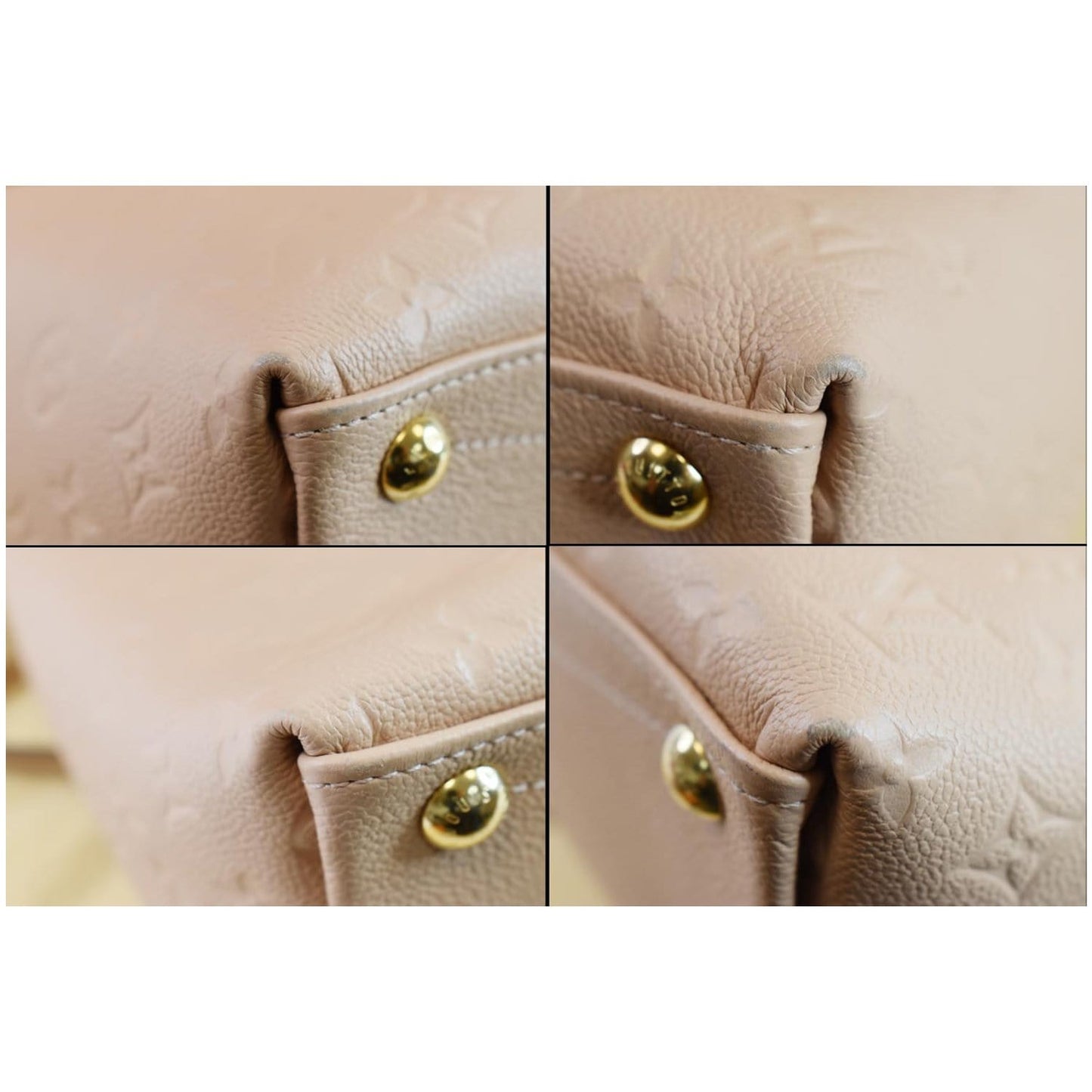 LOUIS VUITTON V MM Monogram Empreinte Tote Shoulder Bag Rose