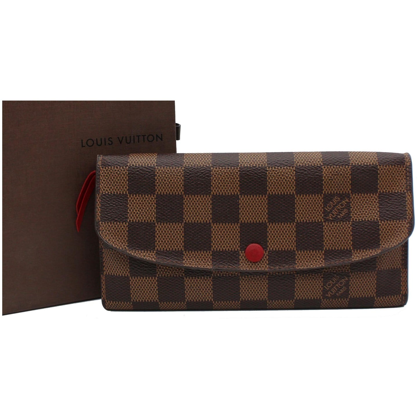 LOUIS VUITTON Emilie Damier Ebene Wallet Brown