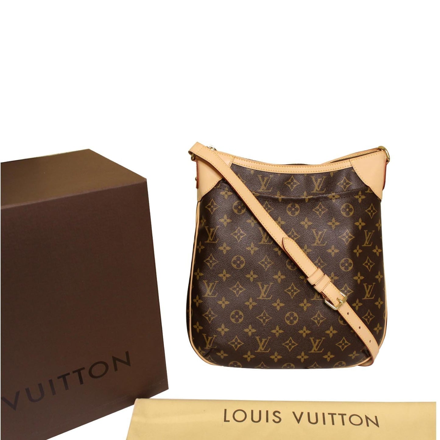 LOUIS VUITTON Odeon MM Monogram Canvas Shoulder Bag Brown
