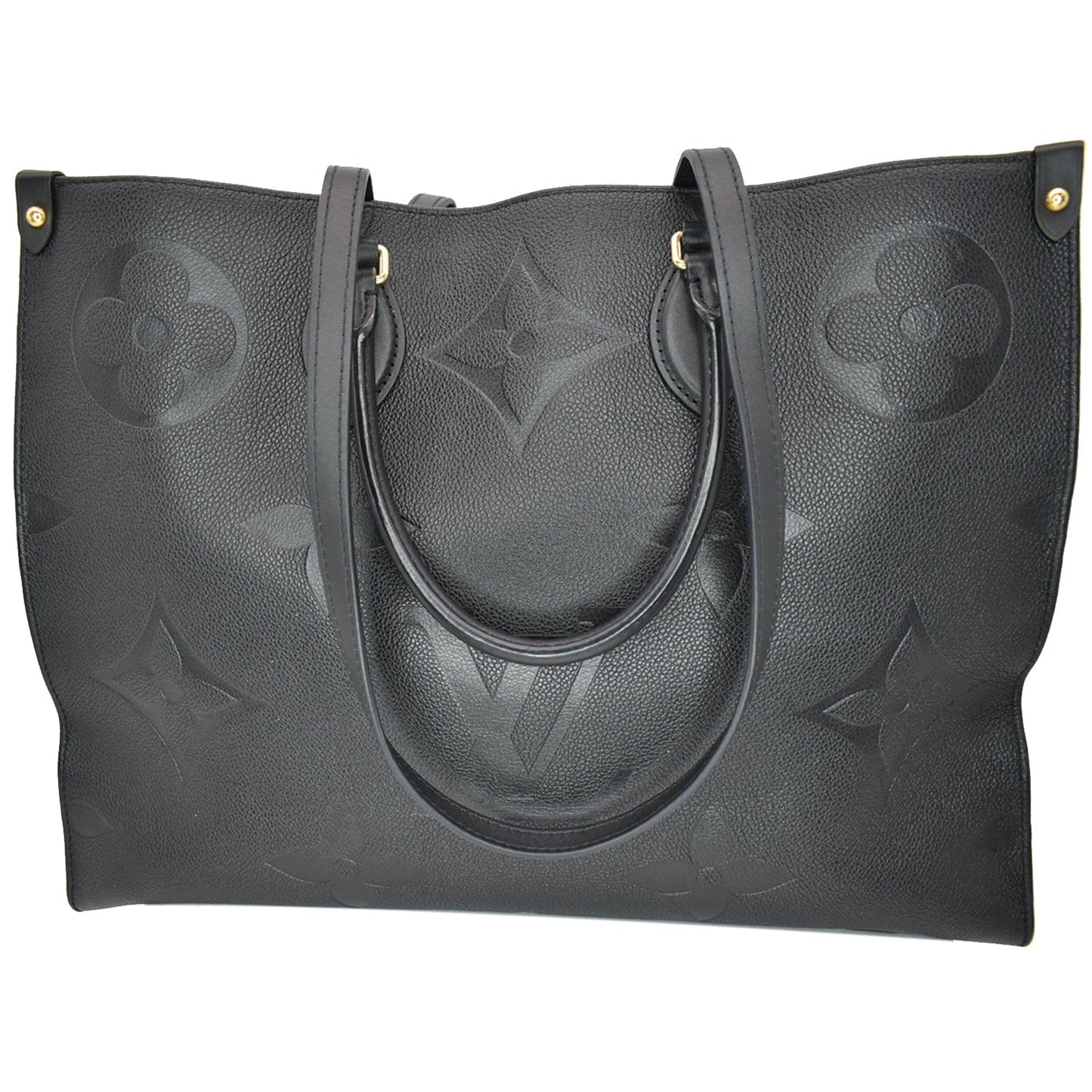 LOUIS VUITTON Onthego GM Monogram Empreinte Leather Tote Bag Black