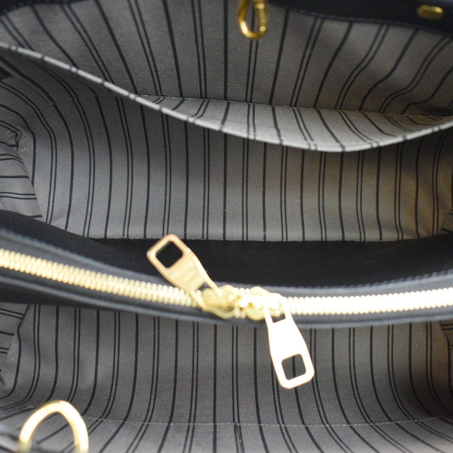 LOUIS VUITTON Montaigne GM Empreinte Leather Shoulder Bag Black