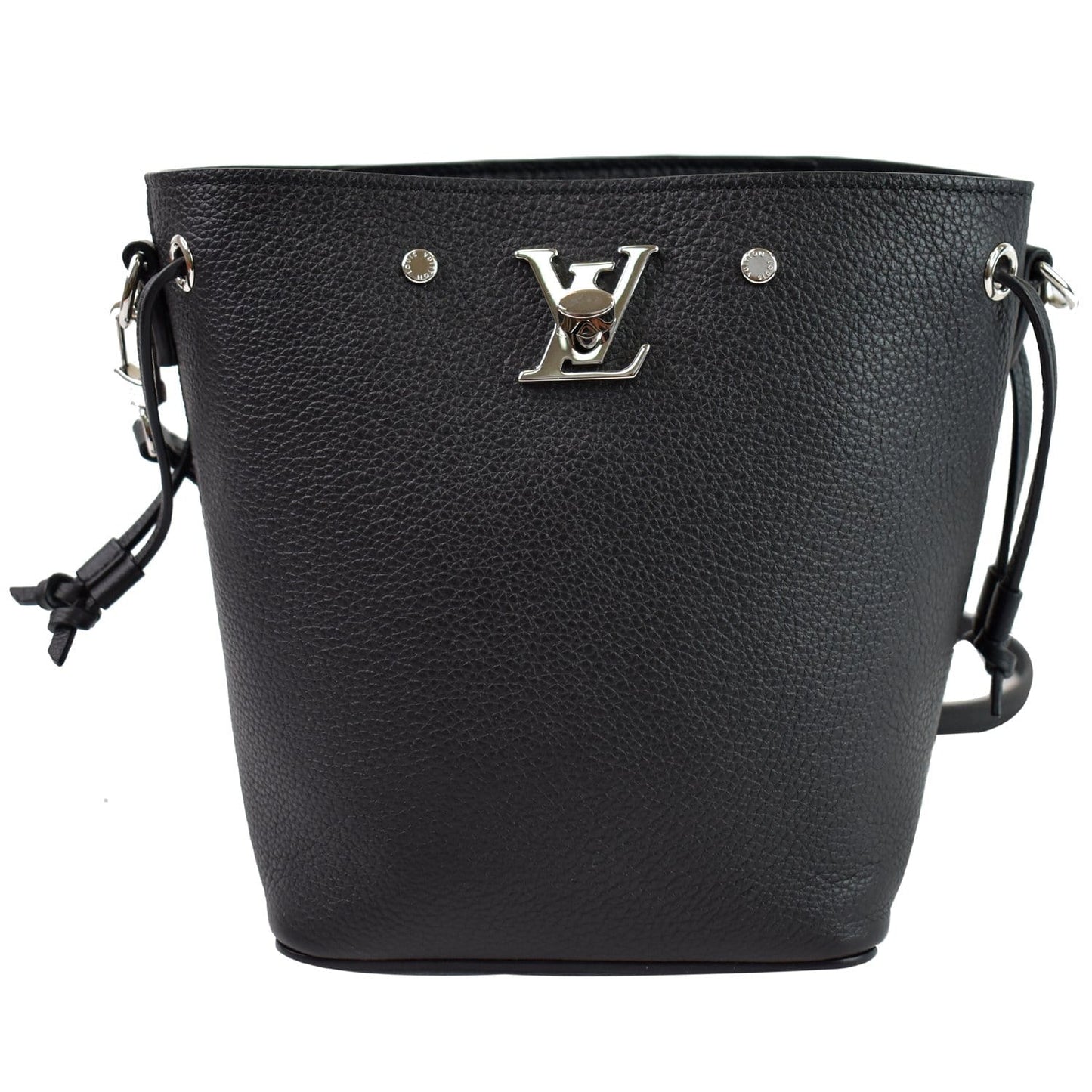 LOUIS VUITTON Nano Lockme Bucket Calf leather Crossbody Bag Black - Final Sale