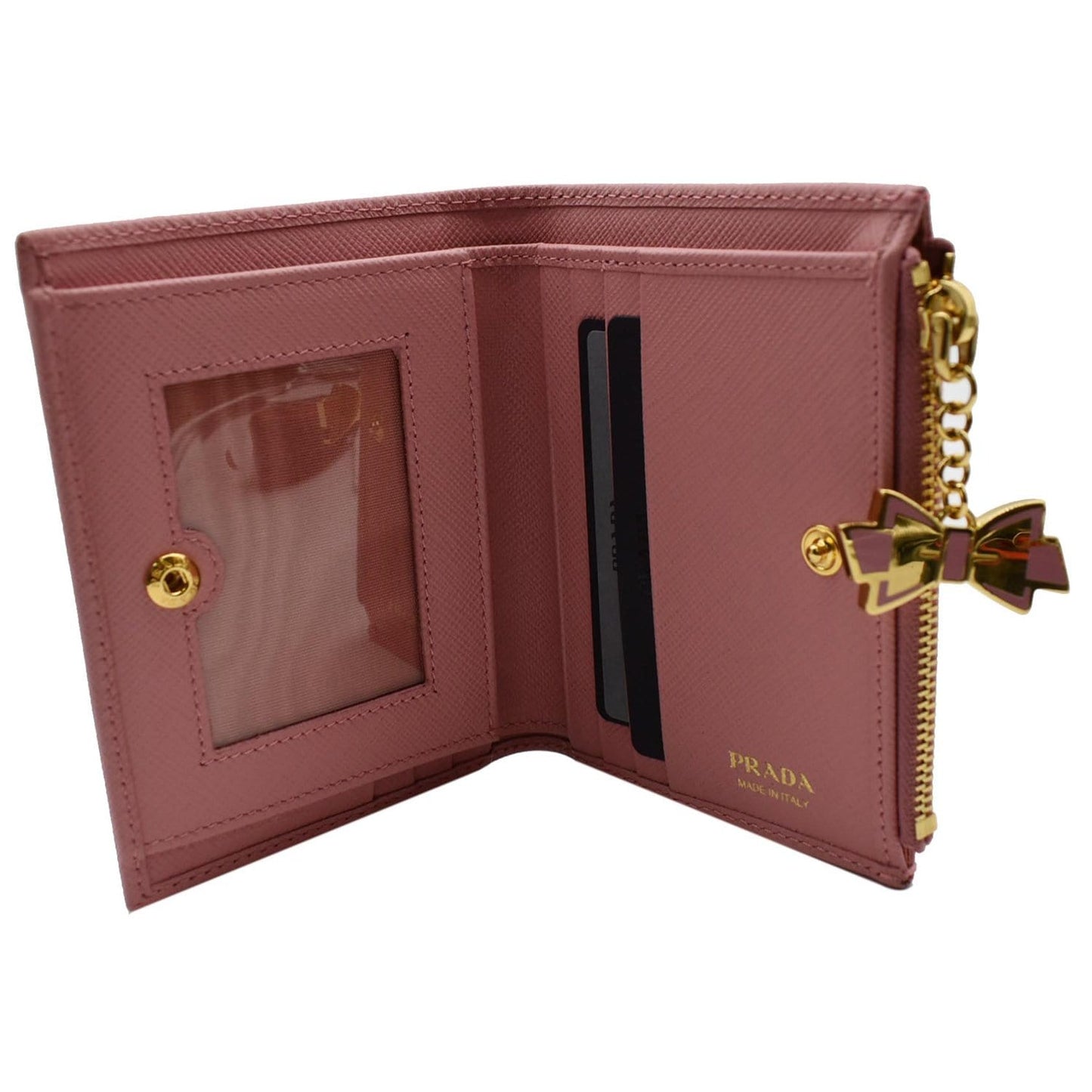 PRADA Small Saffiano Leather Wallet Pink